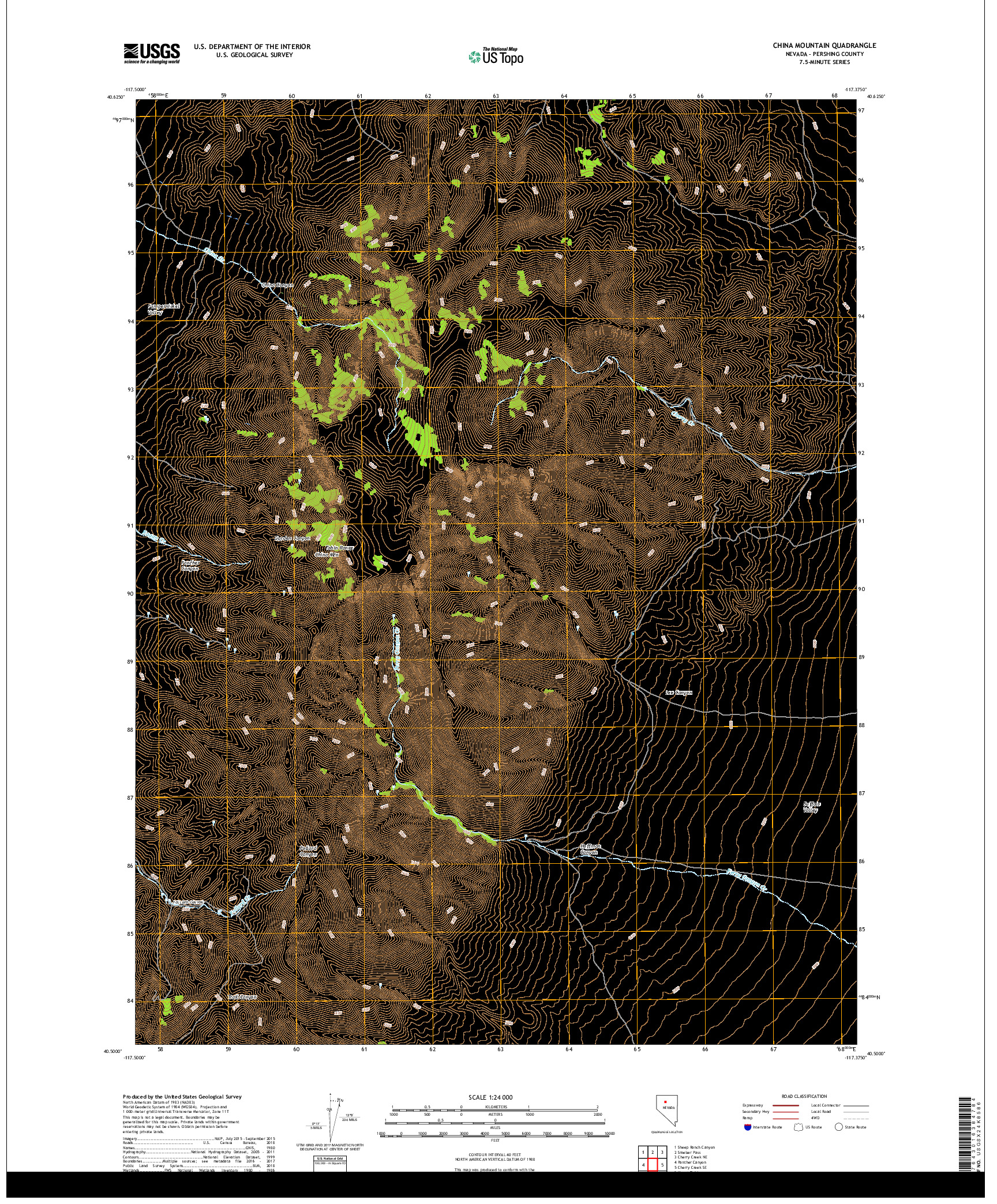 USGS US TOPO 7.5-MINUTE MAP FOR CHINA MOUNTAIN, NV 2018