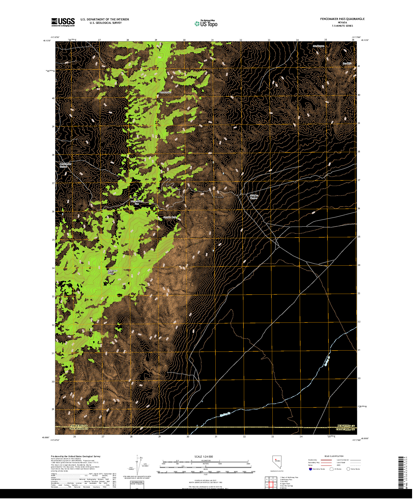 USGS US TOPO 7.5-MINUTE MAP FOR FENCEMAKER PASS, NV 2018