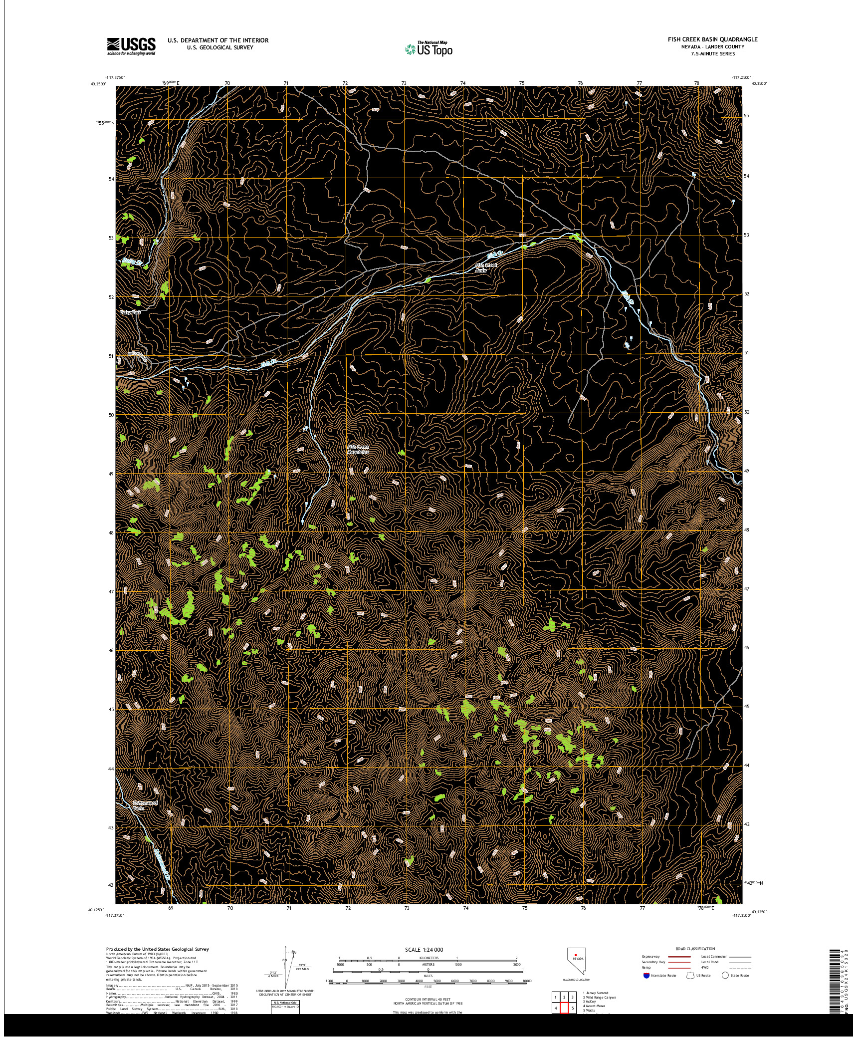 USGS US TOPO 7.5-MINUTE MAP FOR FISH CREEK BASIN, NV 2018