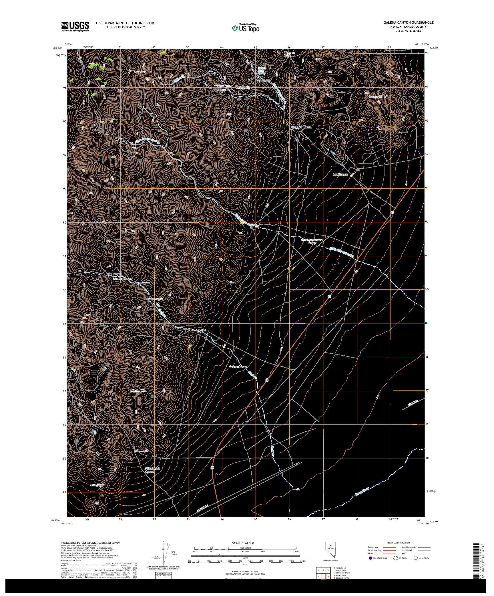 USGS US TOPO 7.5-MINUTE MAP FOR GALENA CANYON, NV 2018