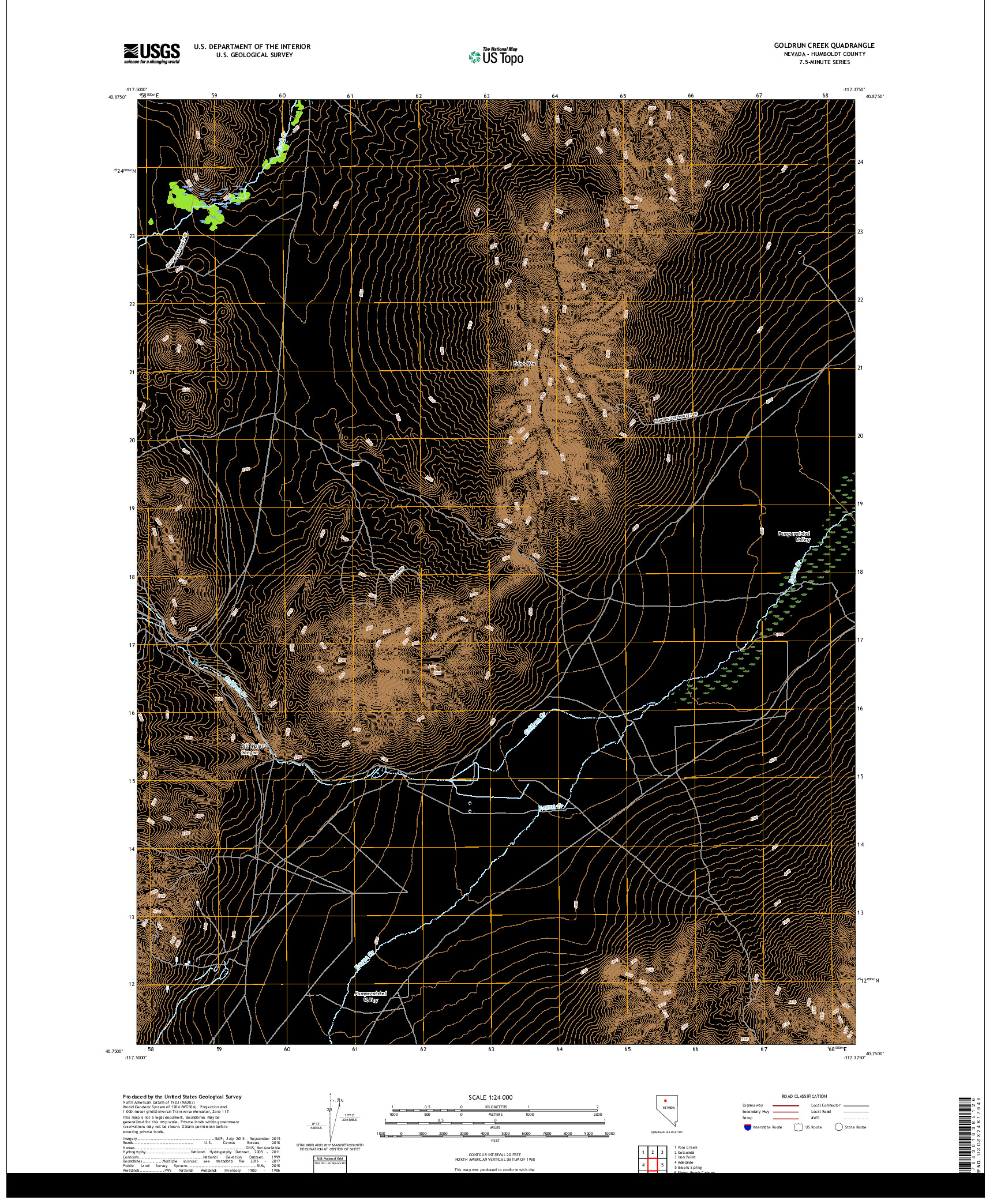 USGS US TOPO 7.5-MINUTE MAP FOR GOLDRUN CREEK, NV 2018