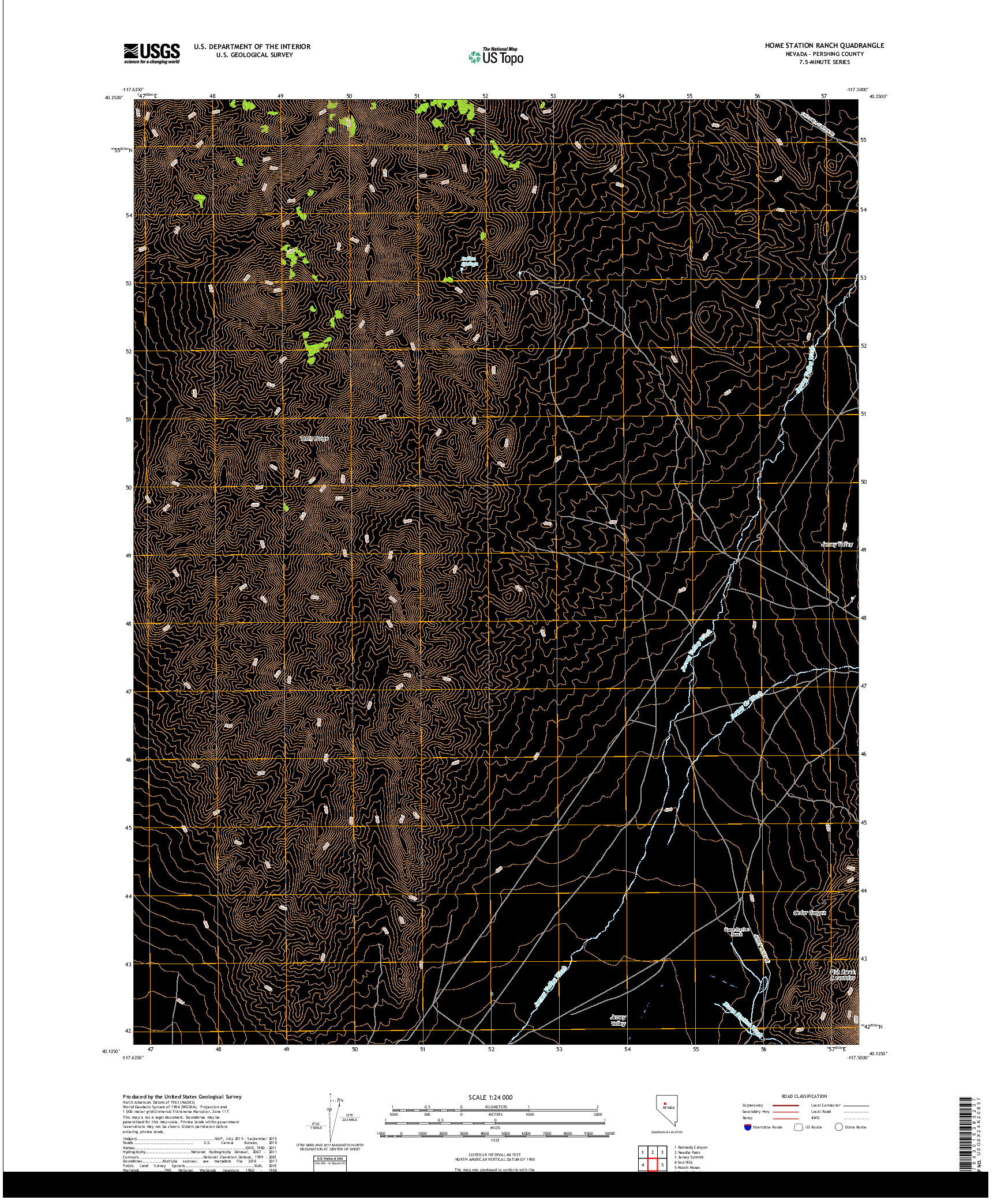 USGS US TOPO 7.5-MINUTE MAP FOR HOME STATION RANCH, NV 2018