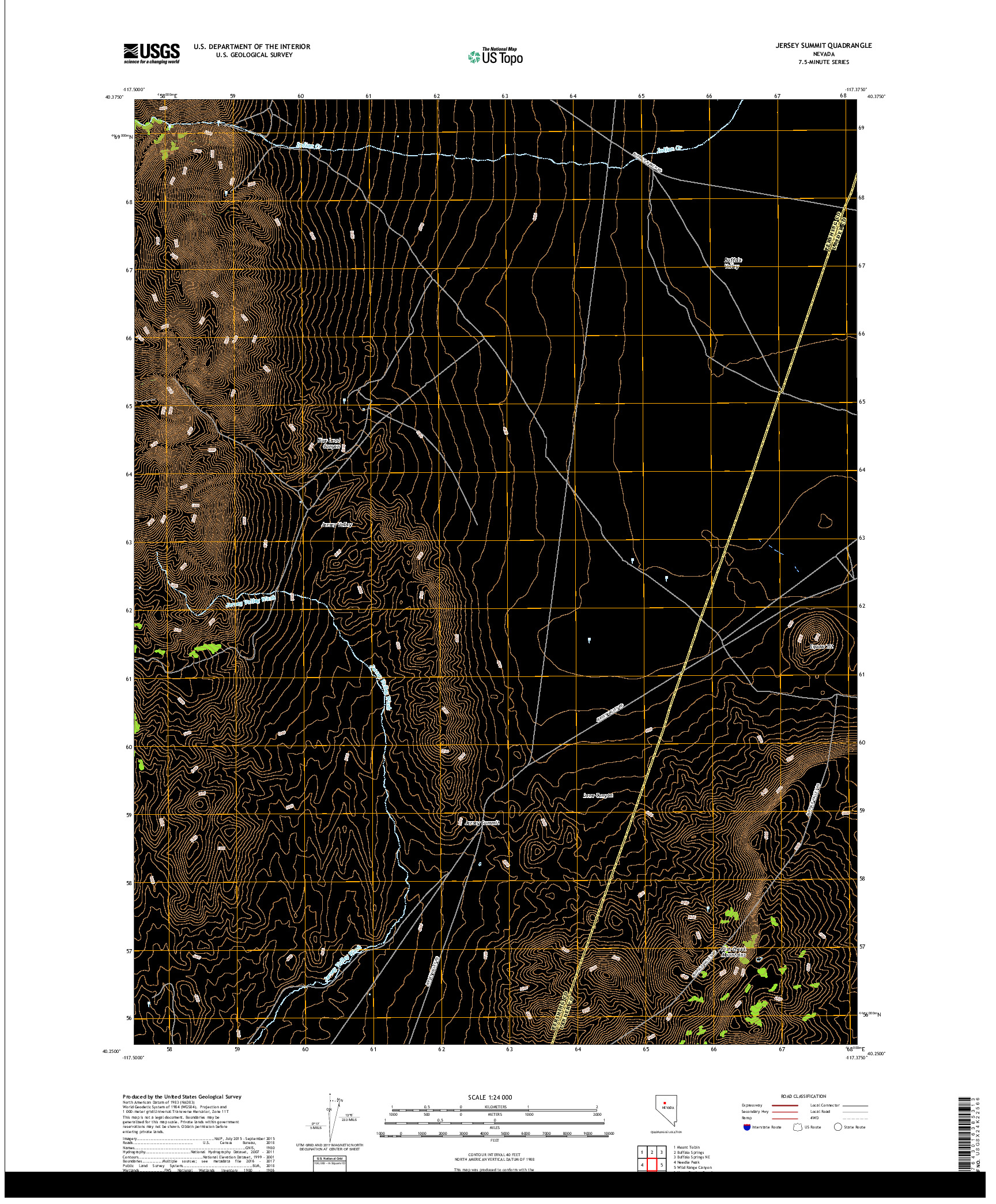 USGS US TOPO 7.5-MINUTE MAP FOR JERSEY SUMMIT, NV 2018