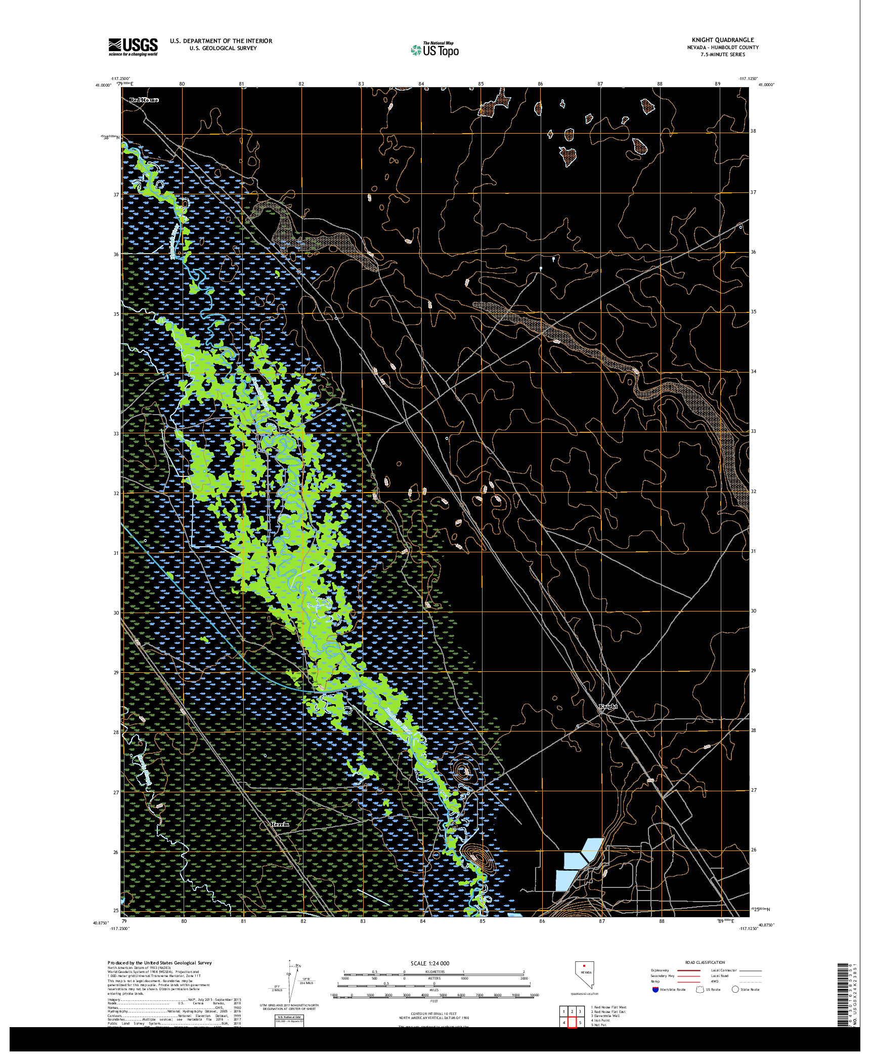 USGS US TOPO 7.5-MINUTE MAP FOR KNIGHT, NV 2018