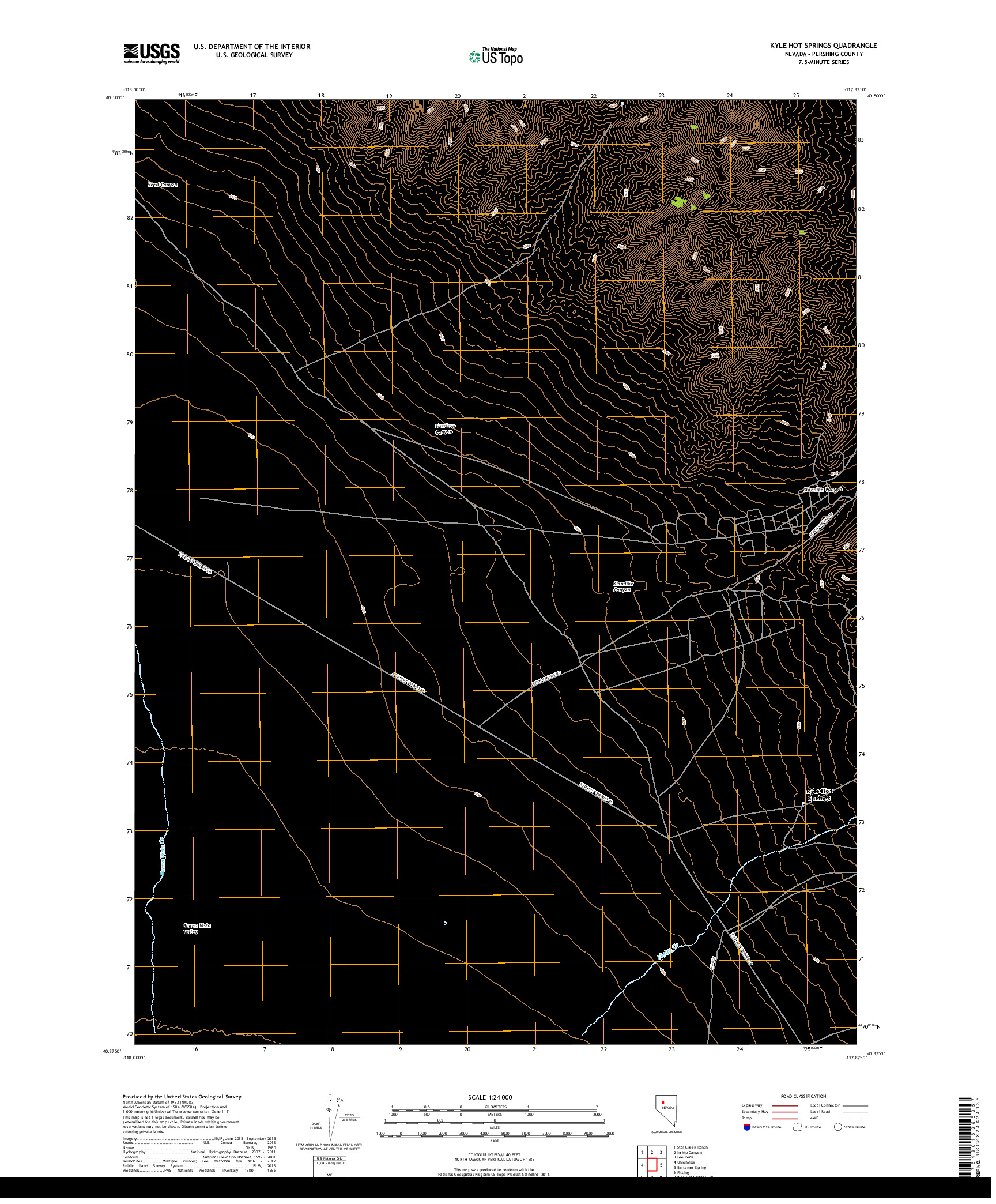 USGS US TOPO 7.5-MINUTE MAP FOR KYLE HOT SPRINGS, NV 2018