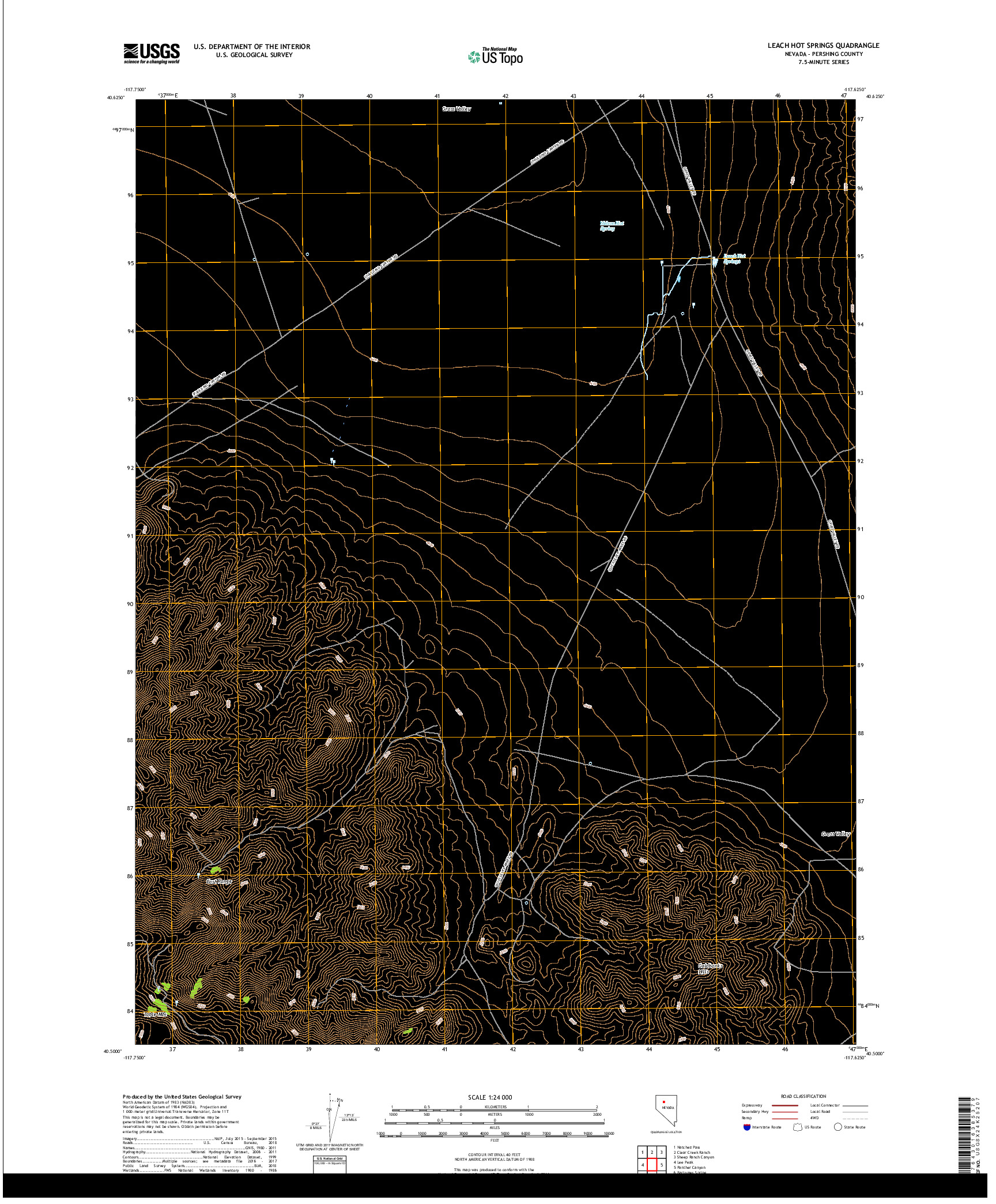 USGS US TOPO 7.5-MINUTE MAP FOR LEACH HOT SPRINGS, NV 2018