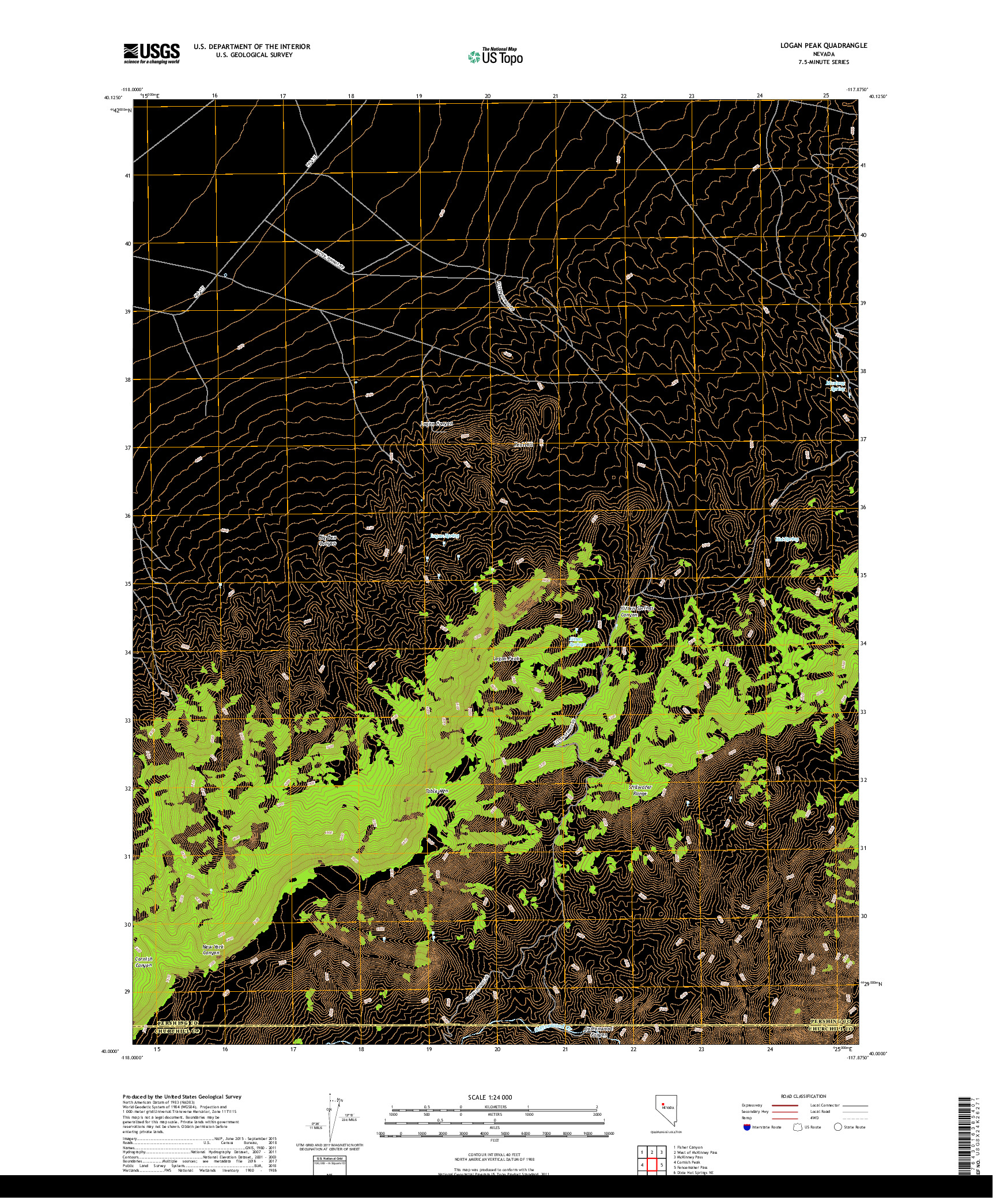 USGS US TOPO 7.5-MINUTE MAP FOR LOGAN PEAK, NV 2018