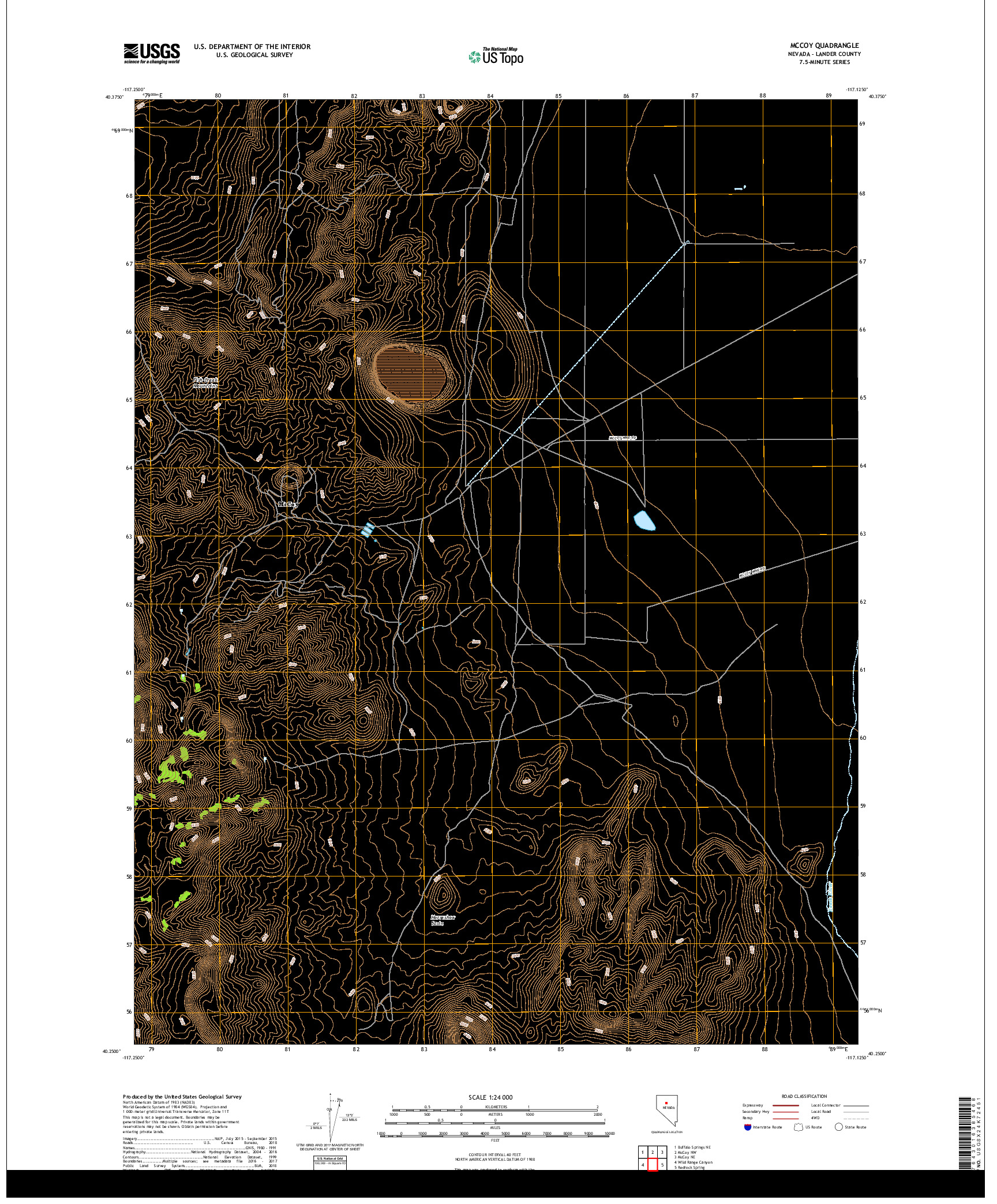 USGS US TOPO 7.5-MINUTE MAP FOR MCCOY, NV 2018