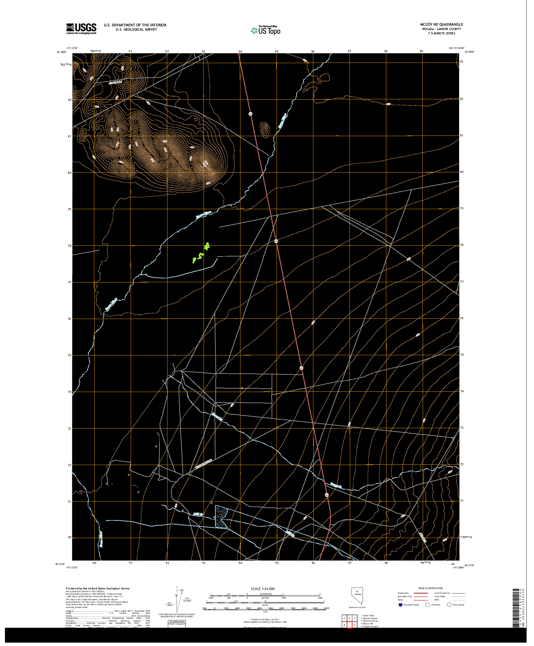 USGS US TOPO 7.5-MINUTE MAP FOR MCCOY NE, NV 2018