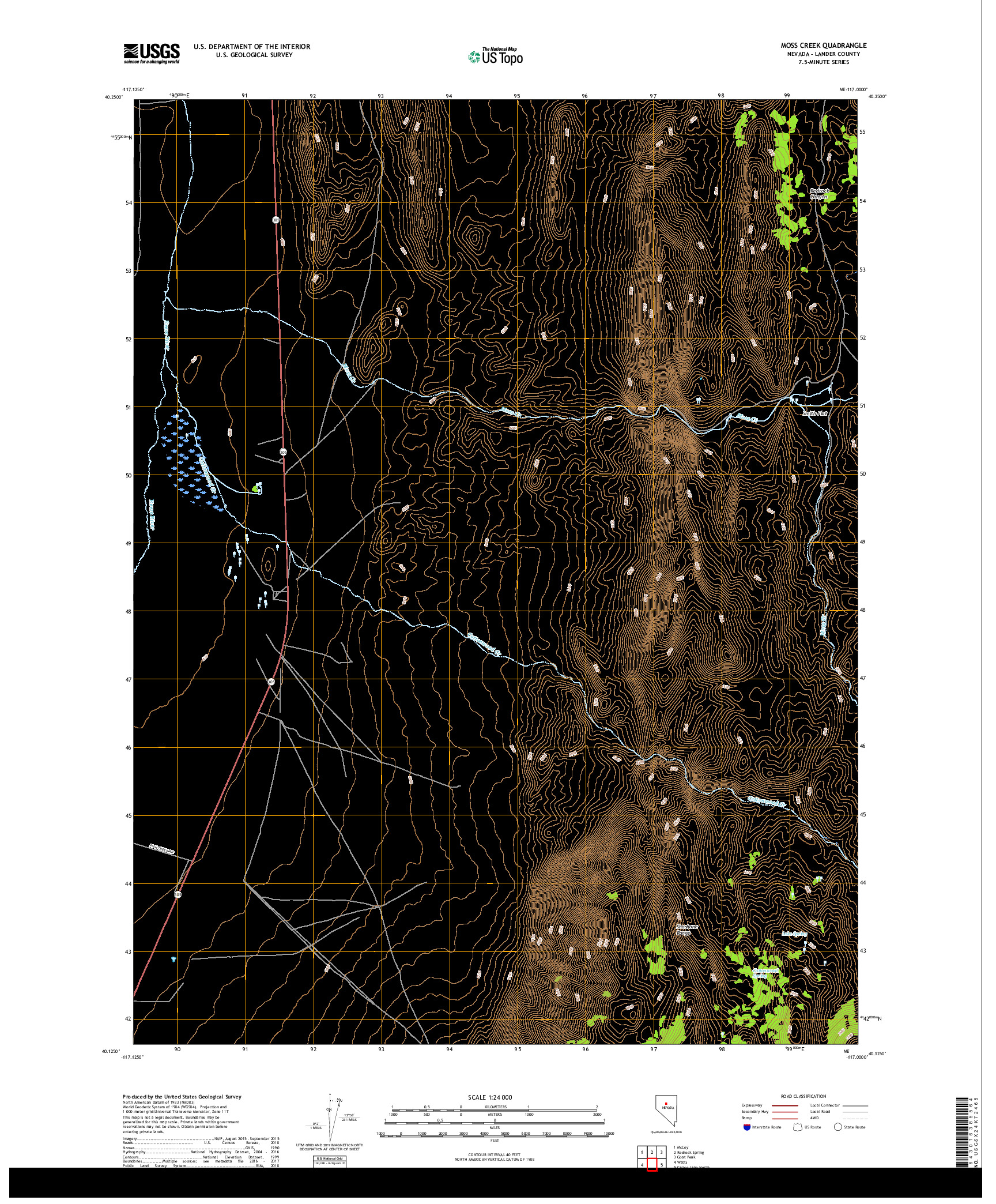 USGS US TOPO 7.5-MINUTE MAP FOR MOSS CREEK, NV 2018