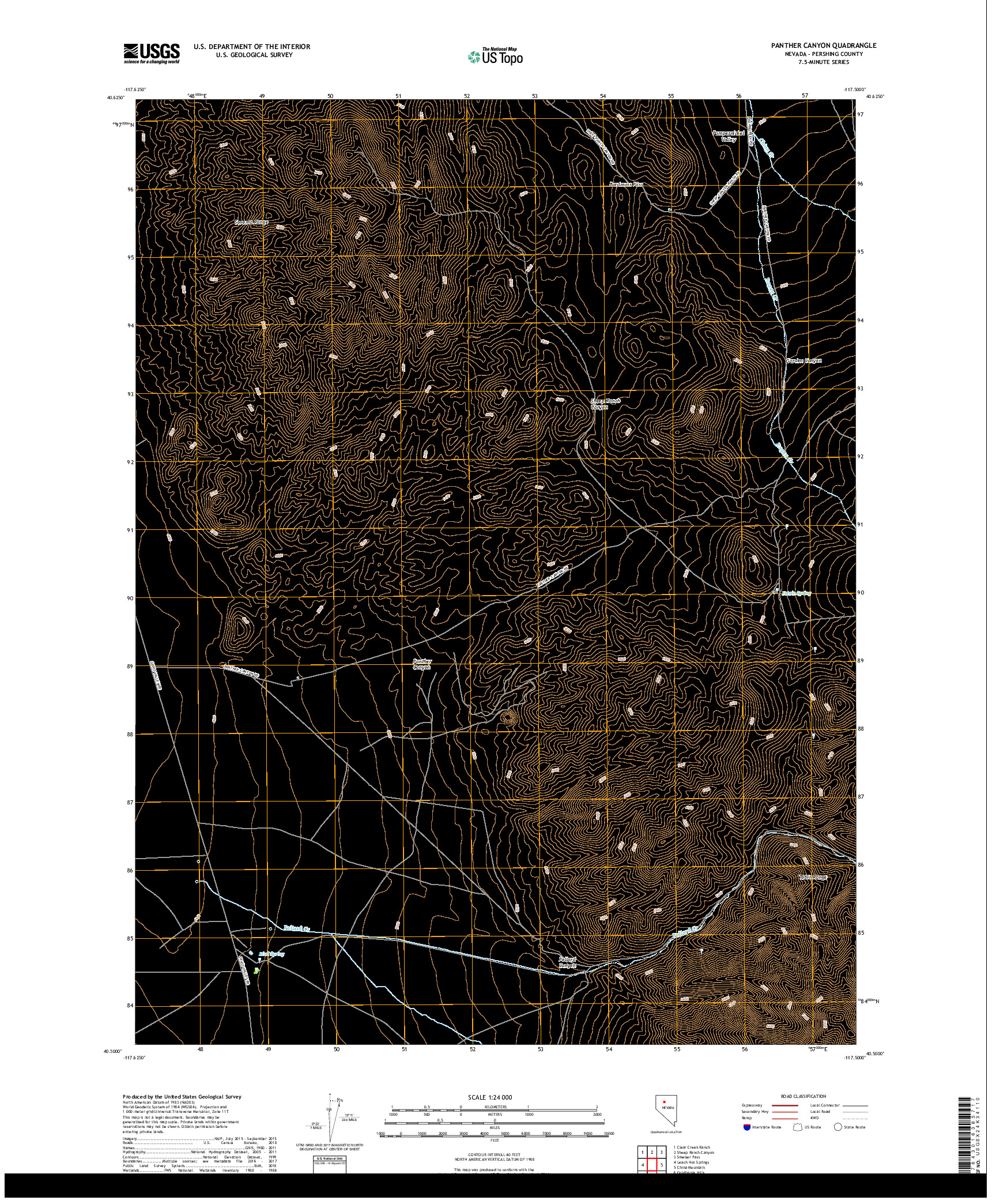 USGS US TOPO 7.5-MINUTE MAP FOR PANTHER CANYON, NV 2018