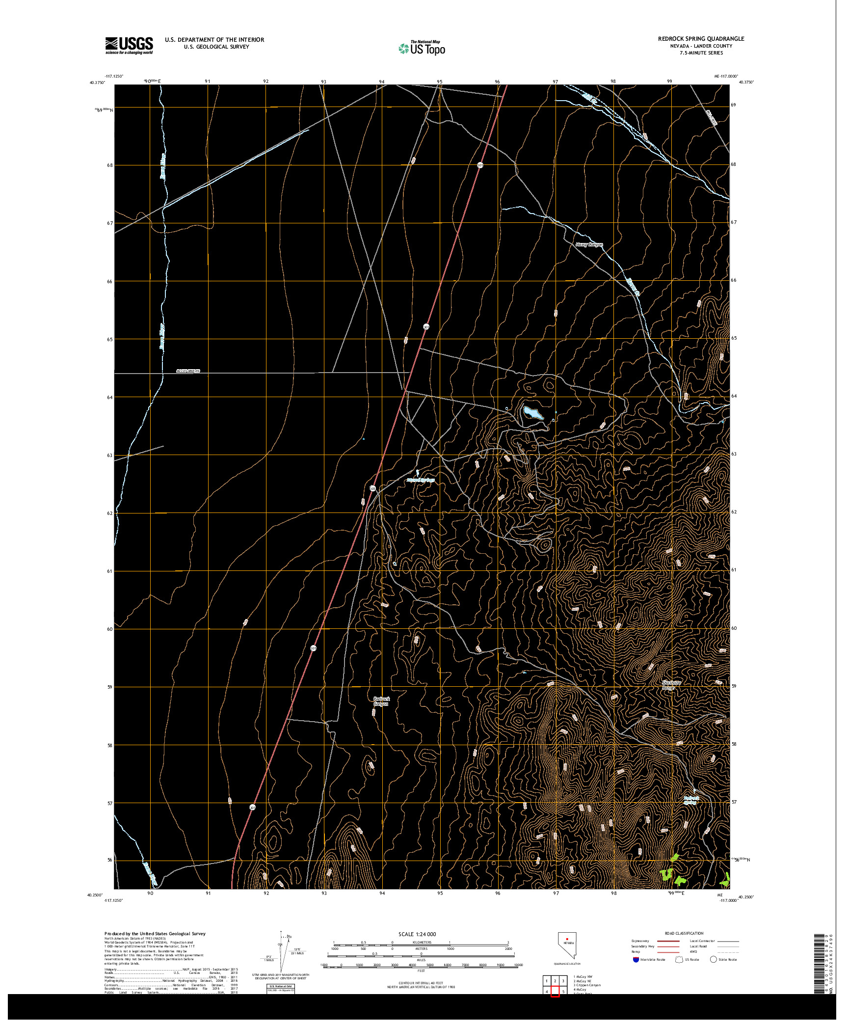 USGS US TOPO 7.5-MINUTE MAP FOR REDROCK SPRING, NV 2018