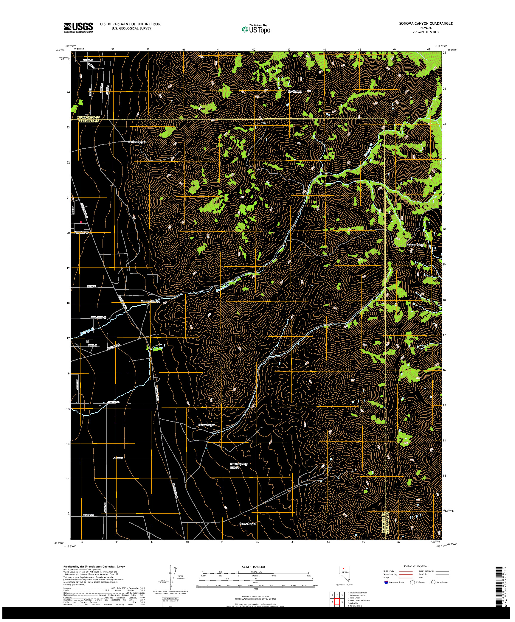 USGS US TOPO 7.5-MINUTE MAP FOR SONOMA CANYON, NV 2018