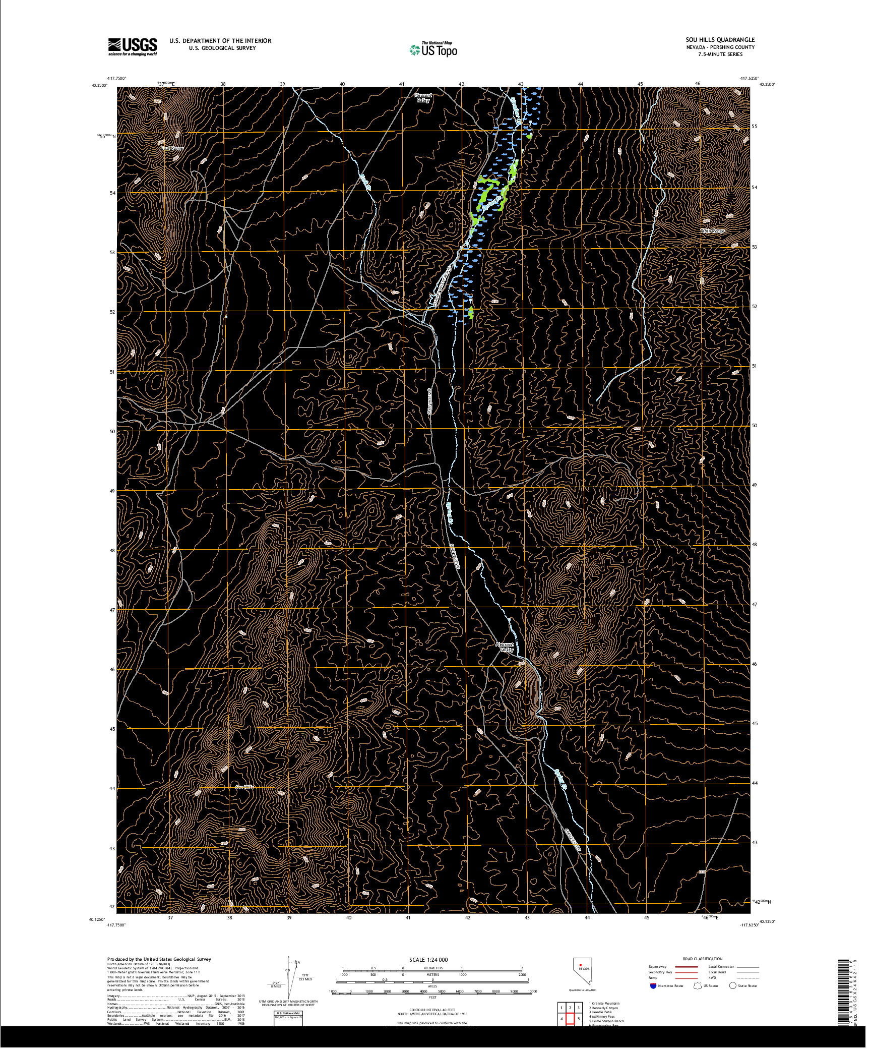 USGS US TOPO 7.5-MINUTE MAP FOR SOU HILLS, NV 2018