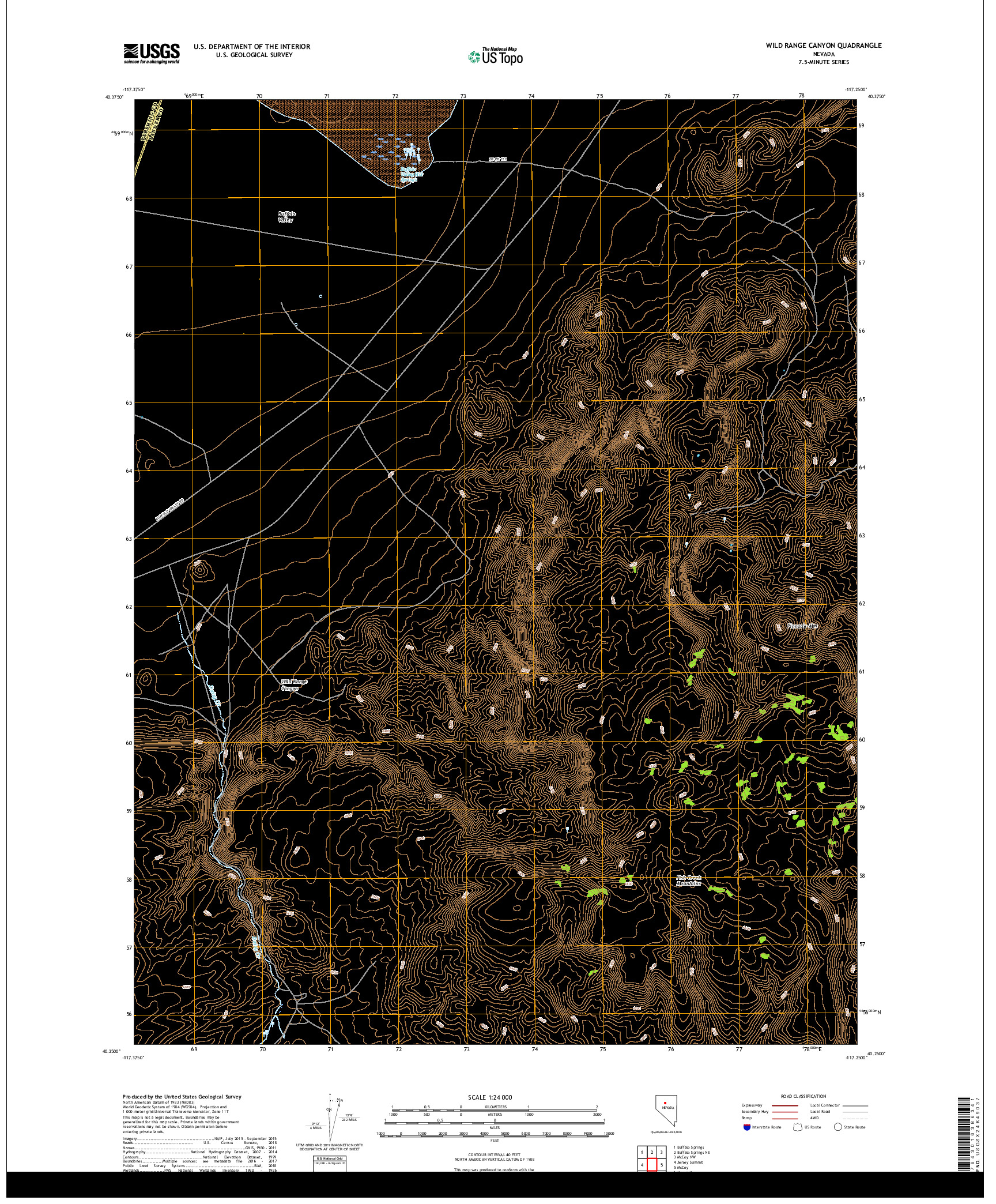 USGS US TOPO 7.5-MINUTE MAP FOR WILD RANGE CANYON, NV 2018