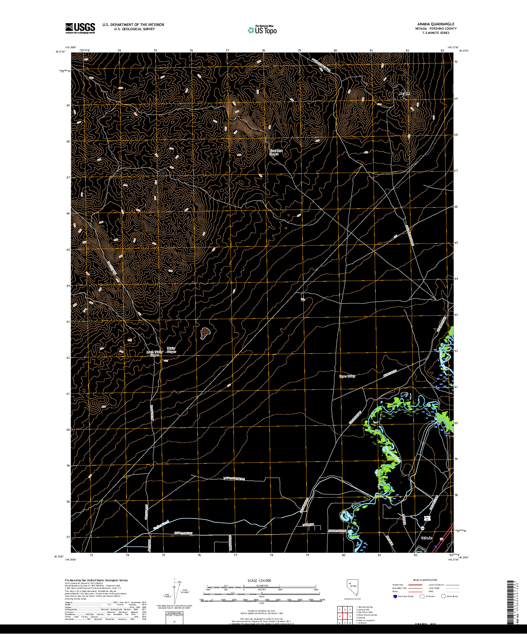 USGS US TOPO 7.5-MINUTE MAP FOR ARABIA, NV 2018