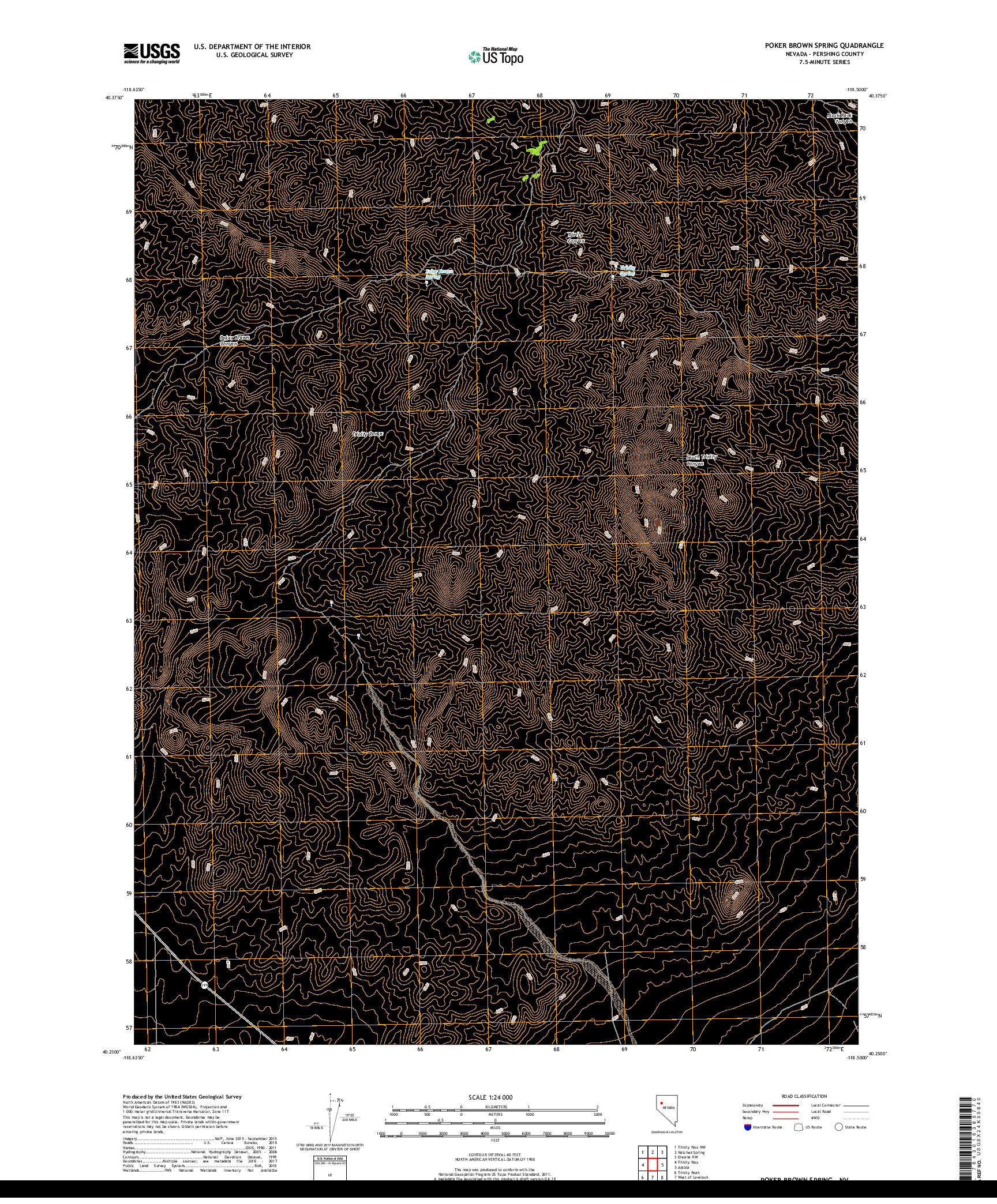 USGS US TOPO 7.5-MINUTE MAP FOR POKER BROWN SPRING, NV 2018