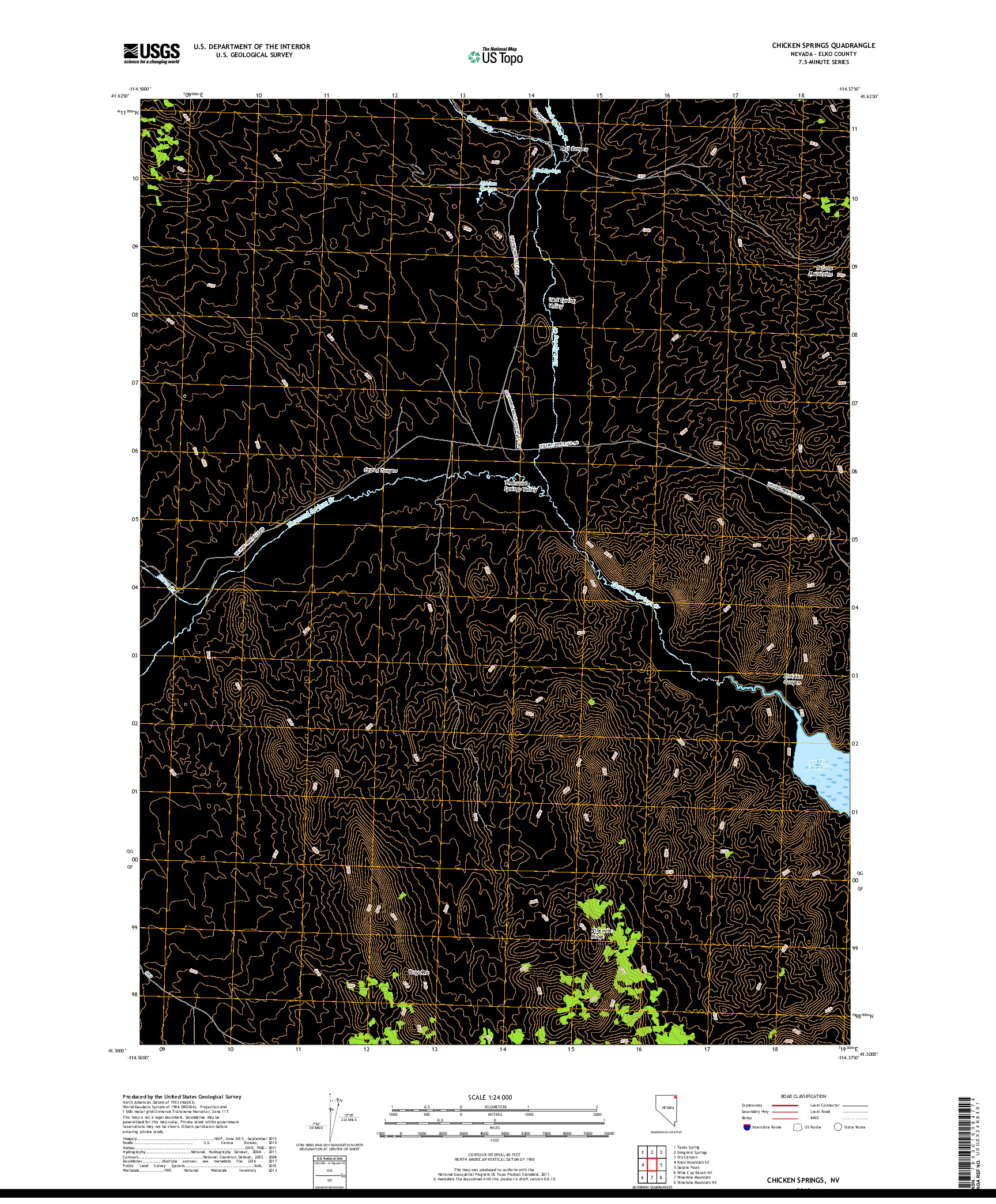 USGS US TOPO 7.5-MINUTE MAP FOR CHICKEN SPRINGS, NV 2018