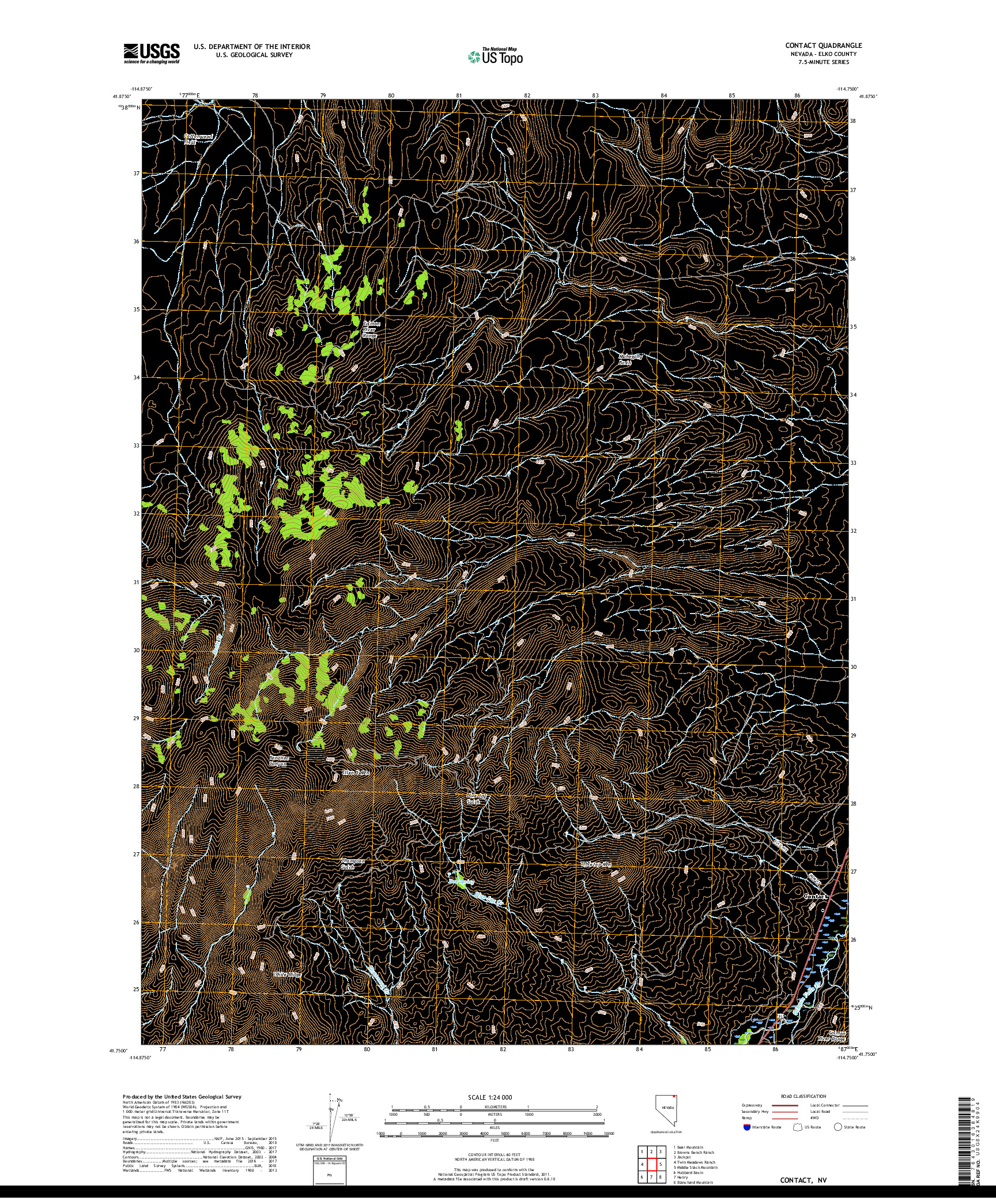 USGS US TOPO 7.5-MINUTE MAP FOR CONTACT, NV 2018