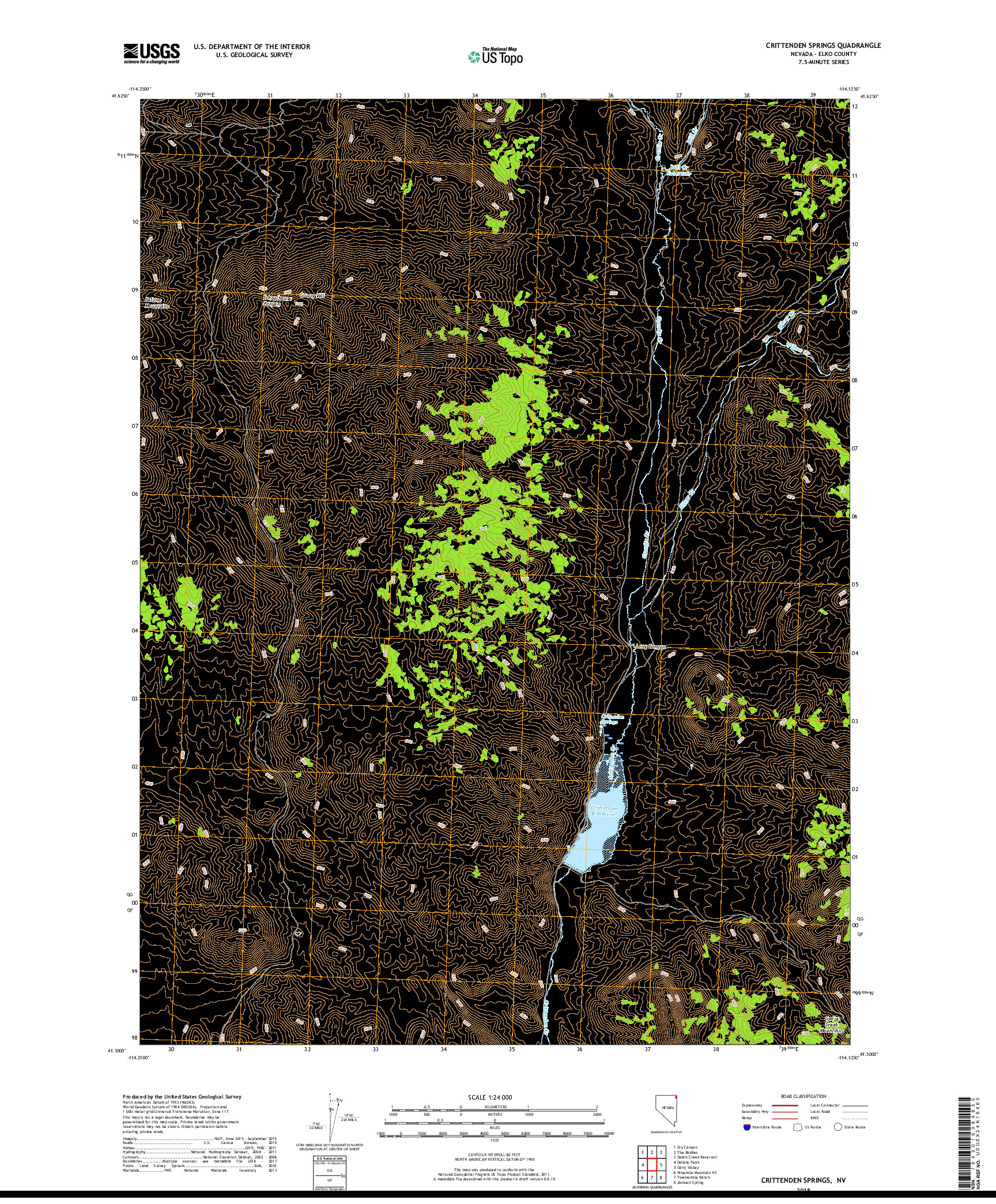 USGS US TOPO 7.5-MINUTE MAP FOR CRITTENDEN SPRINGS, NV 2018