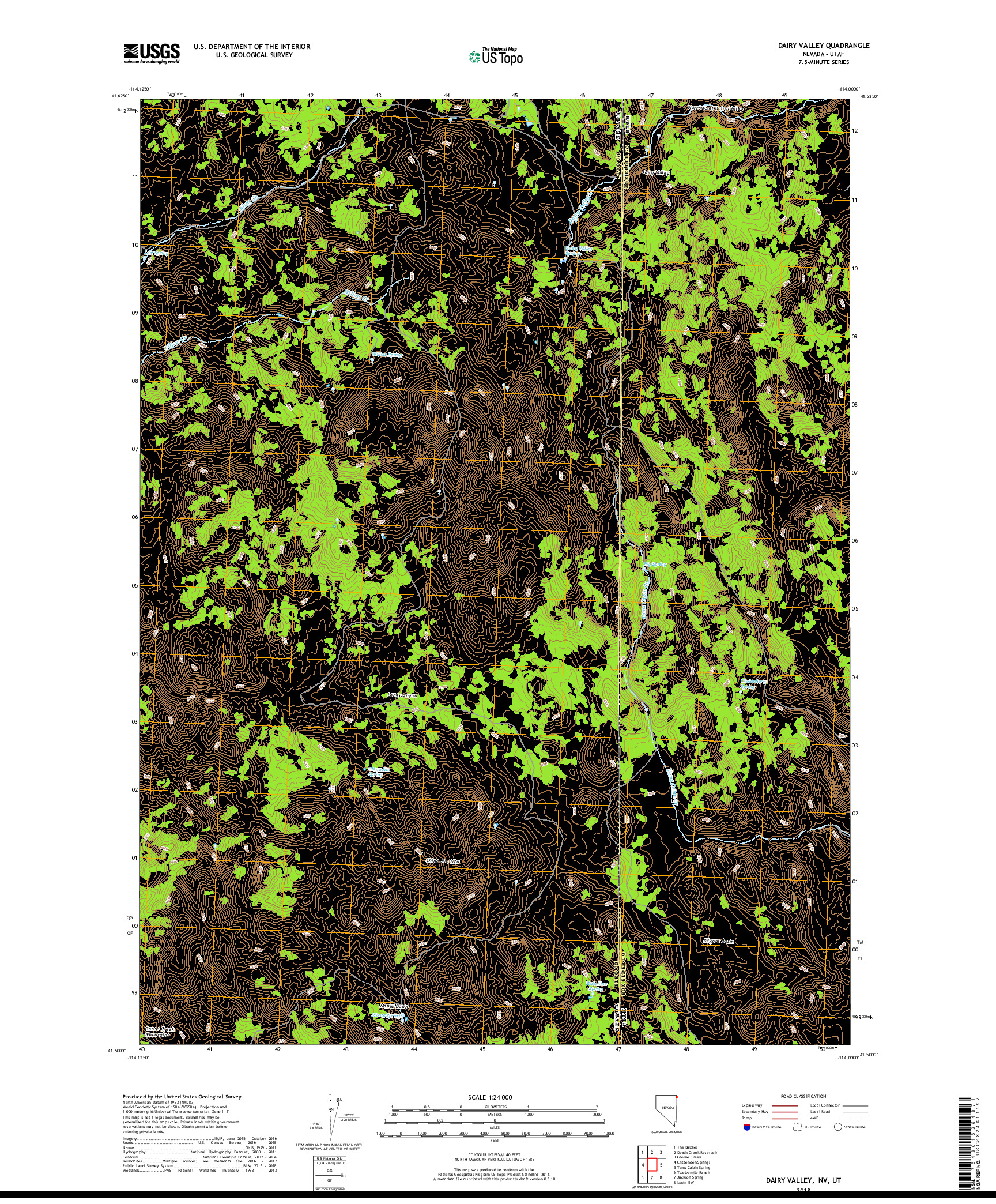 USGS US TOPO 7.5-MINUTE MAP FOR DAIRY VALLEY, NV,UT 2018