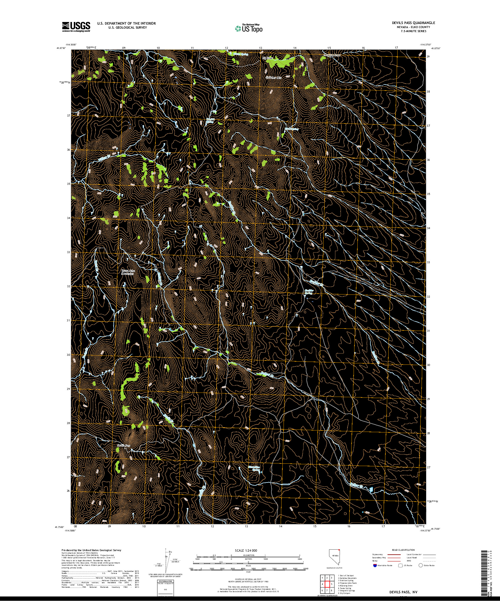 USGS US TOPO 7.5-MINUTE MAP FOR DEVILS PASS, NV 2018