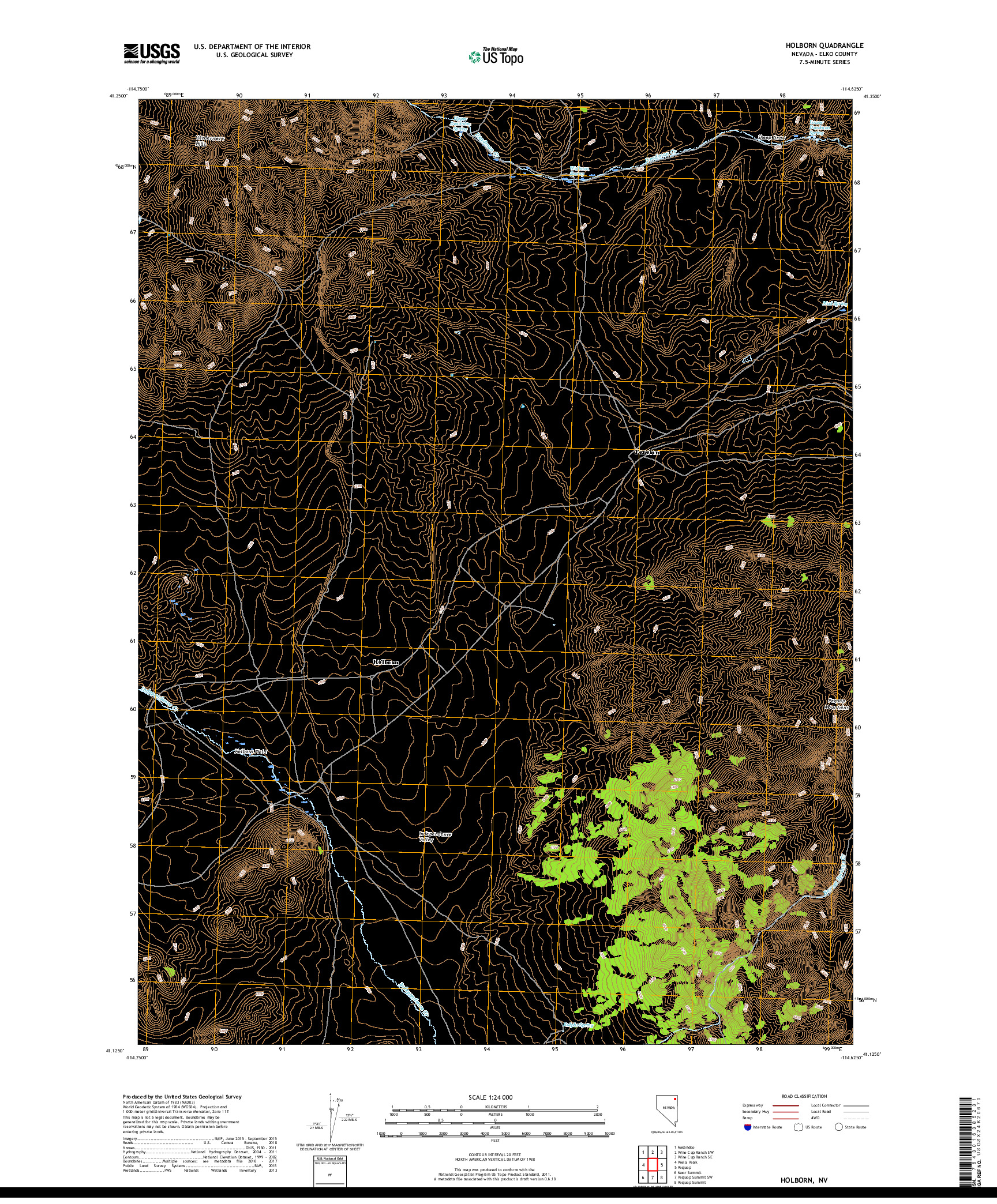 USGS US TOPO 7.5-MINUTE MAP FOR HOLBORN, NV 2018