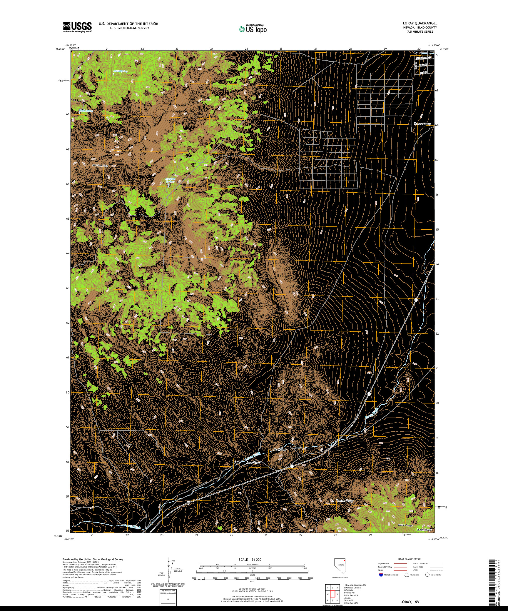 USGS US TOPO 7.5-MINUTE MAP FOR LORAY, NV 2018