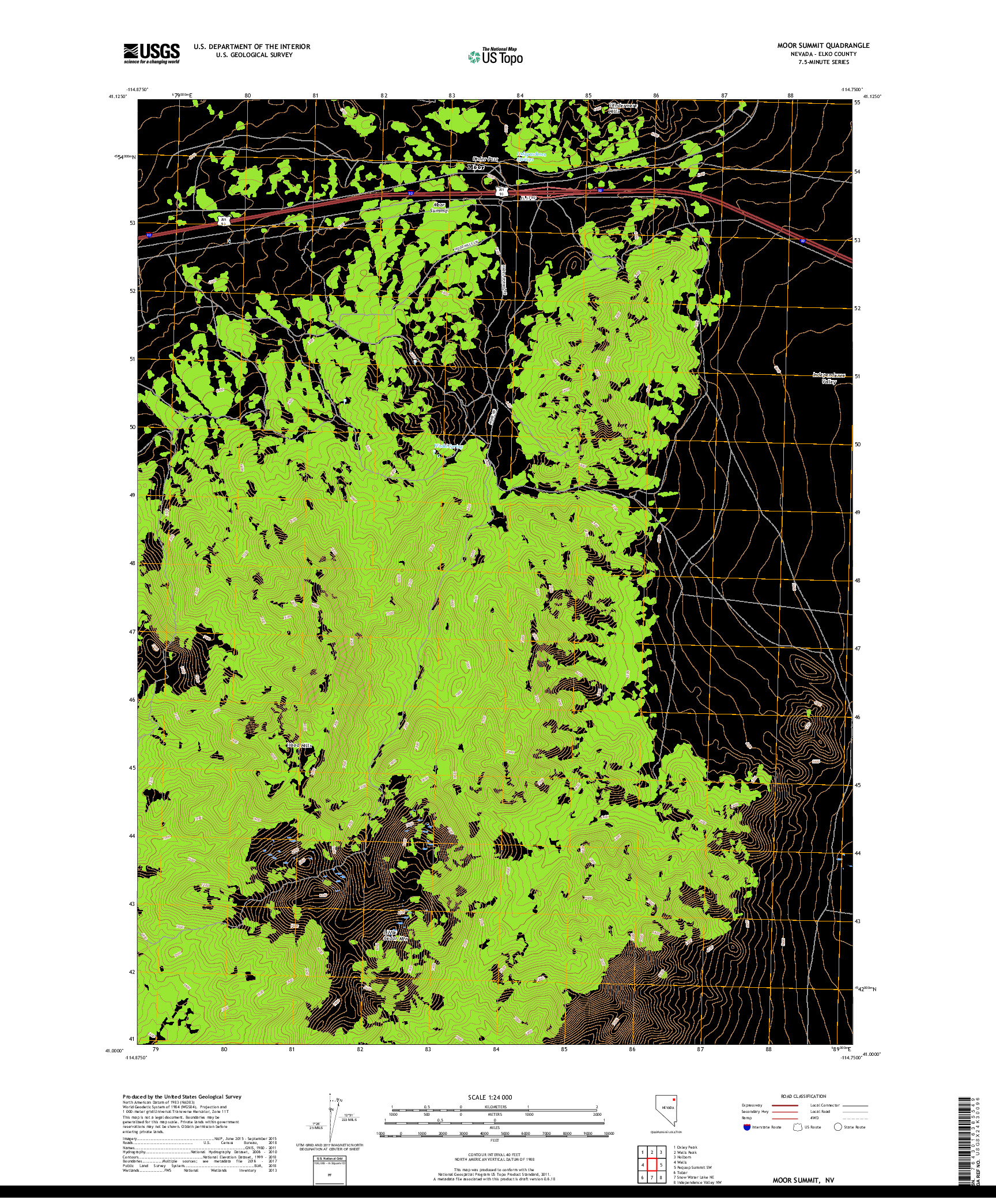 USGS US TOPO 7.5-MINUTE MAP FOR MOOR SUMMIT, NV 2018