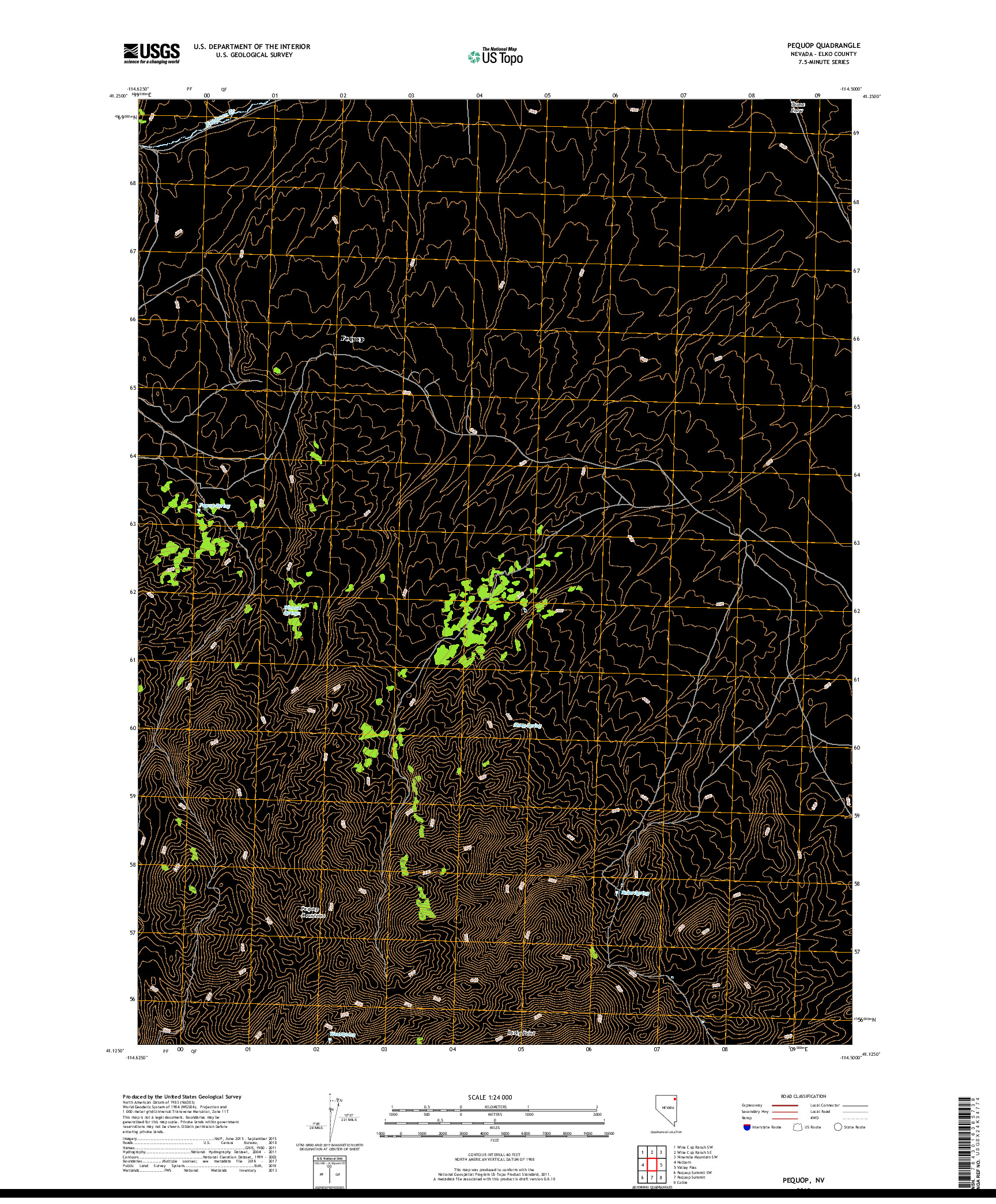 USGS US TOPO 7.5-MINUTE MAP FOR PEQUOP, NV 2018