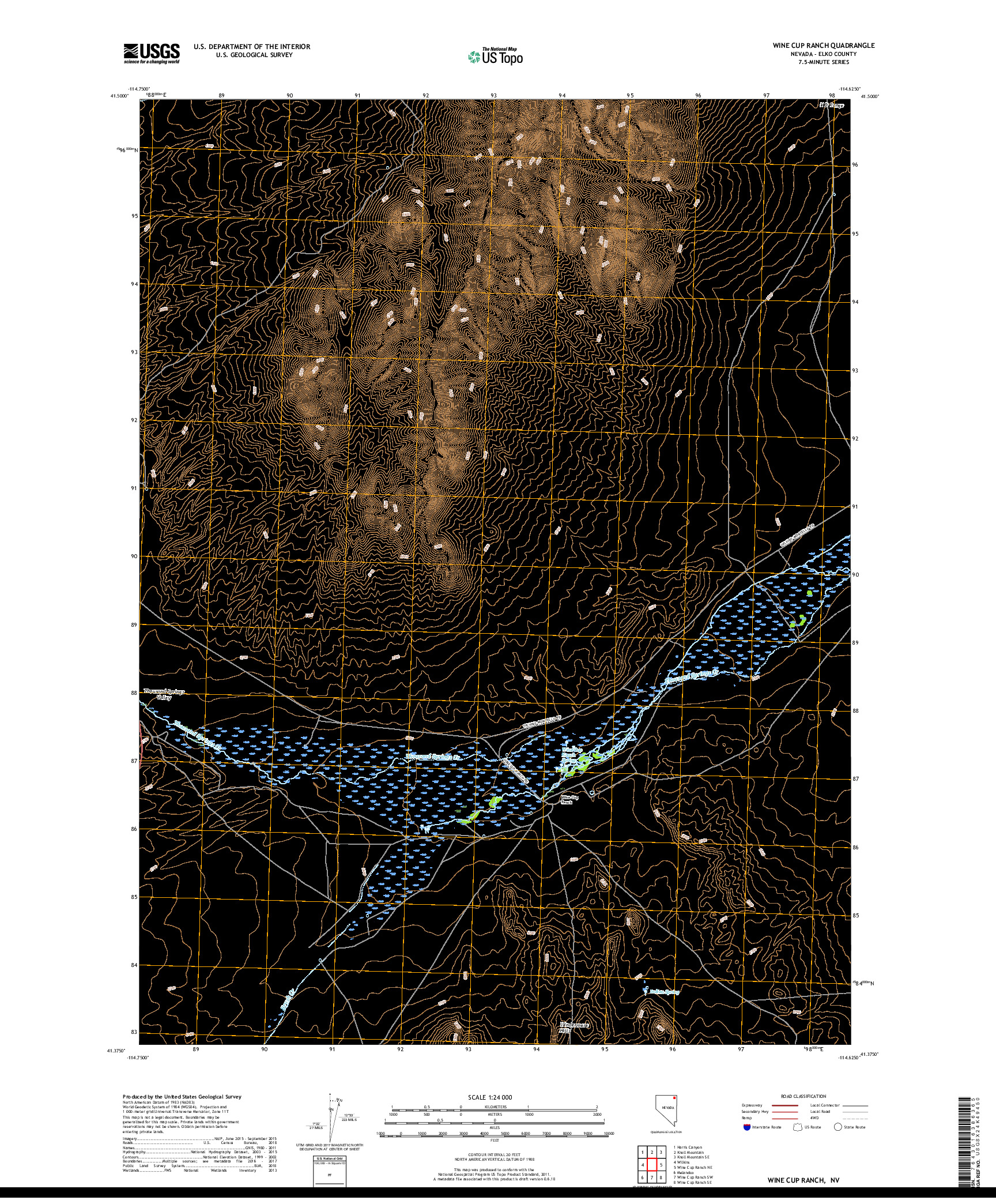 USGS US TOPO 7.5-MINUTE MAP FOR WINE CUP RANCH, NV 2018