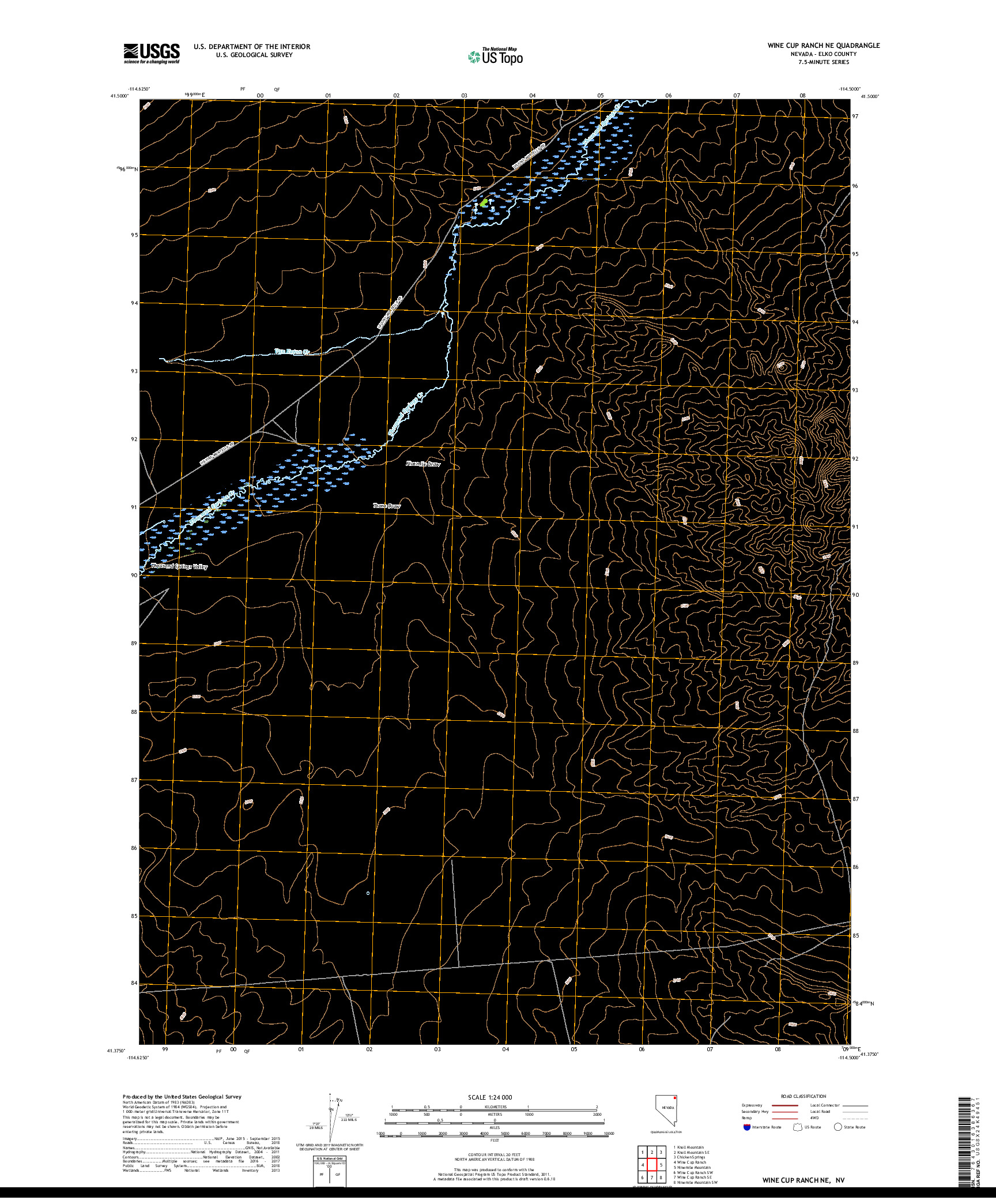 USGS US TOPO 7.5-MINUTE MAP FOR WINE CUP RANCH NE, NV 2018