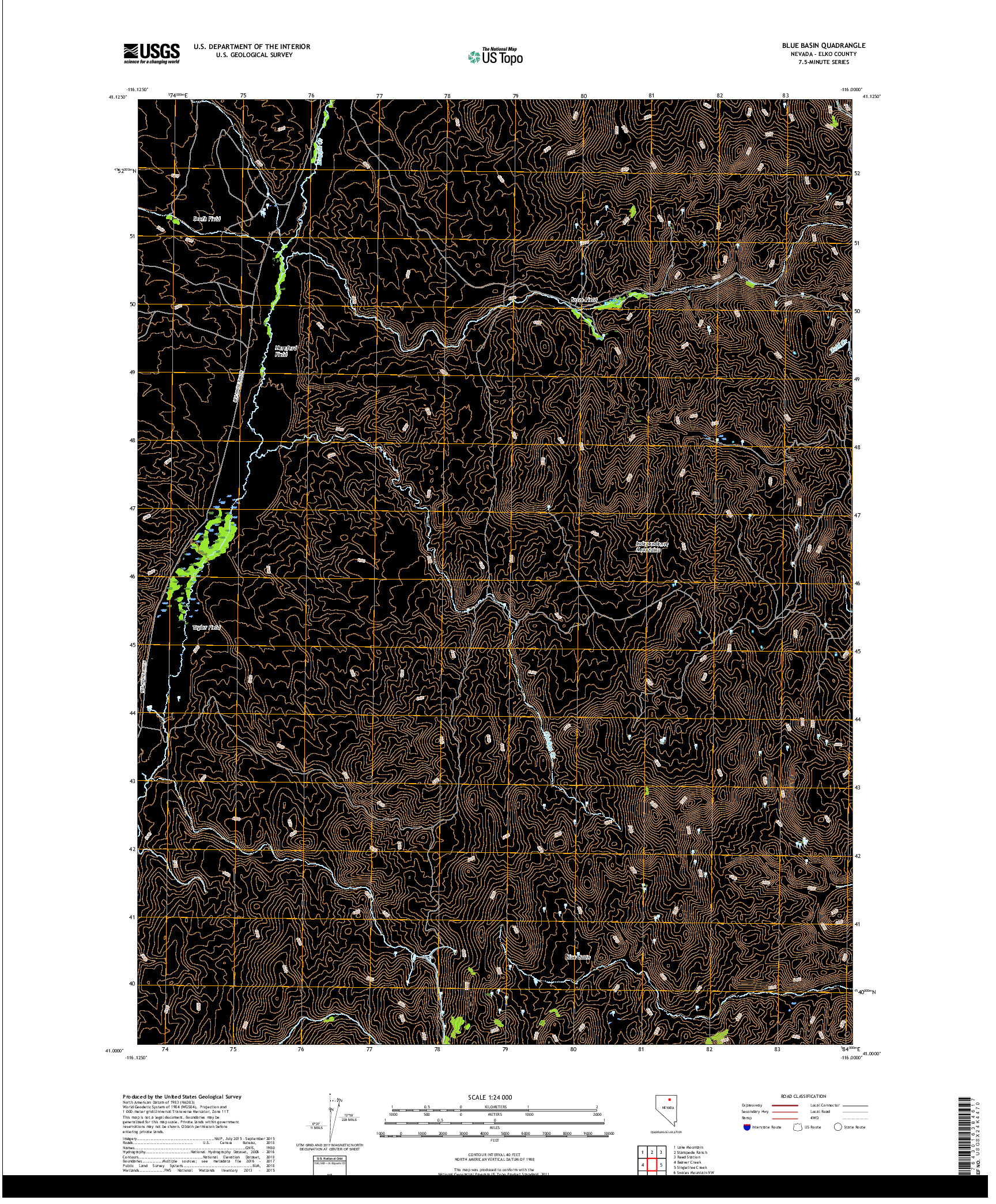 USGS US TOPO 7.5-MINUTE MAP FOR BLUE BASIN, NV 2018