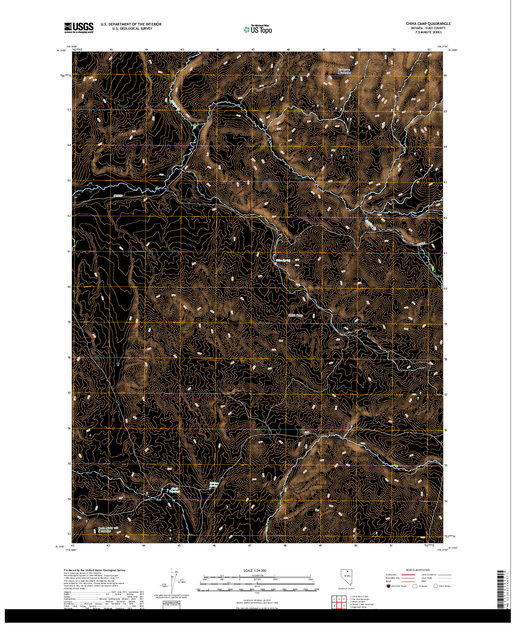 USGS US TOPO 7.5-MINUTE MAP FOR CHINA CAMP, NV 2018