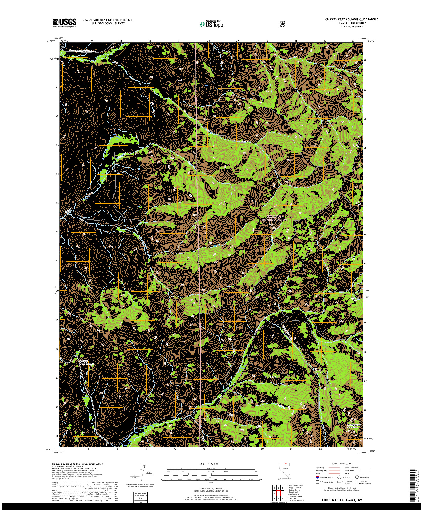 USGS US TOPO 7.5-MINUTE MAP FOR CHICKEN CREEK SUMMIT, NV 2018