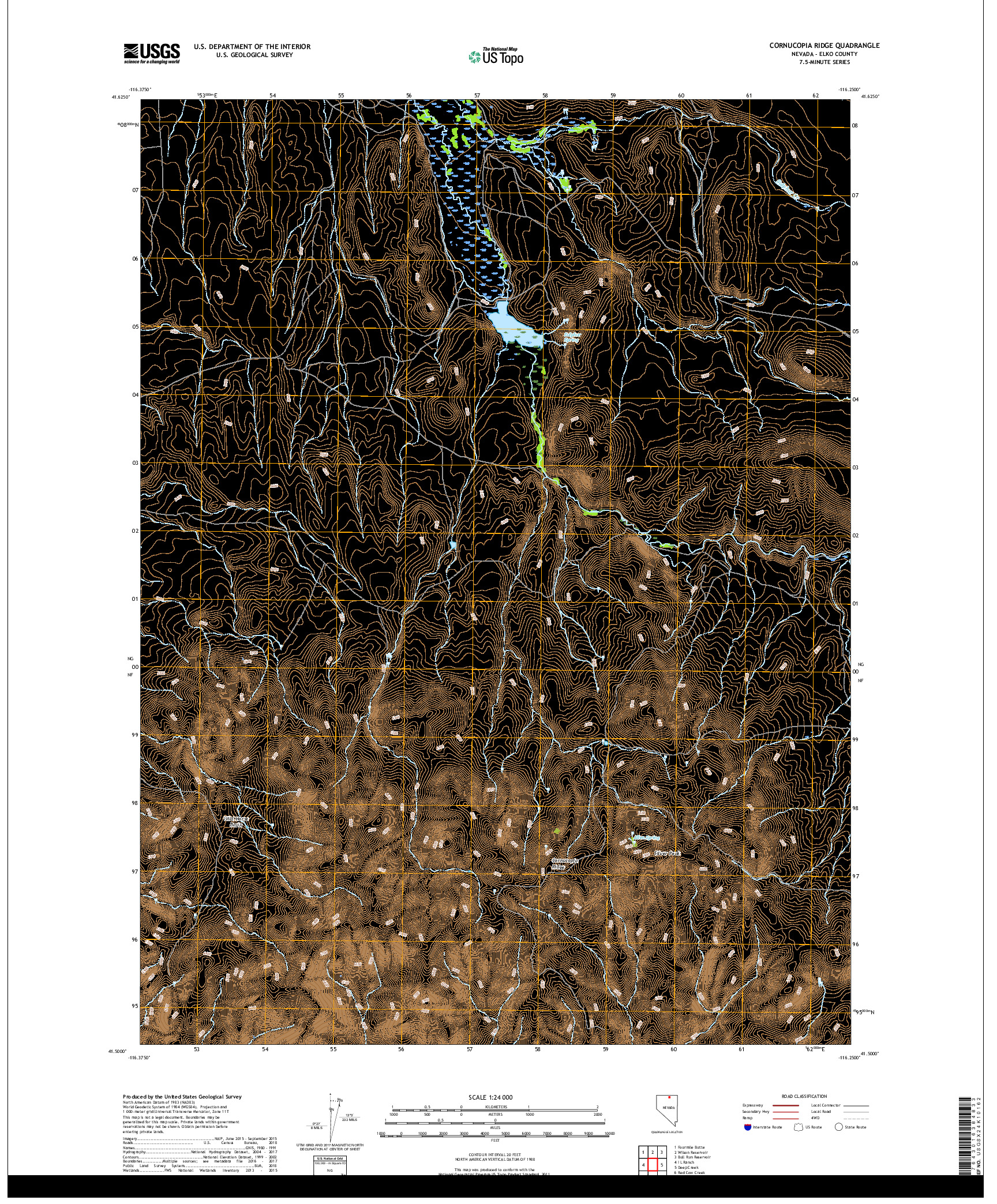 USGS US TOPO 7.5-MINUTE MAP FOR CORNUCOPIA RIDGE, NV 2018