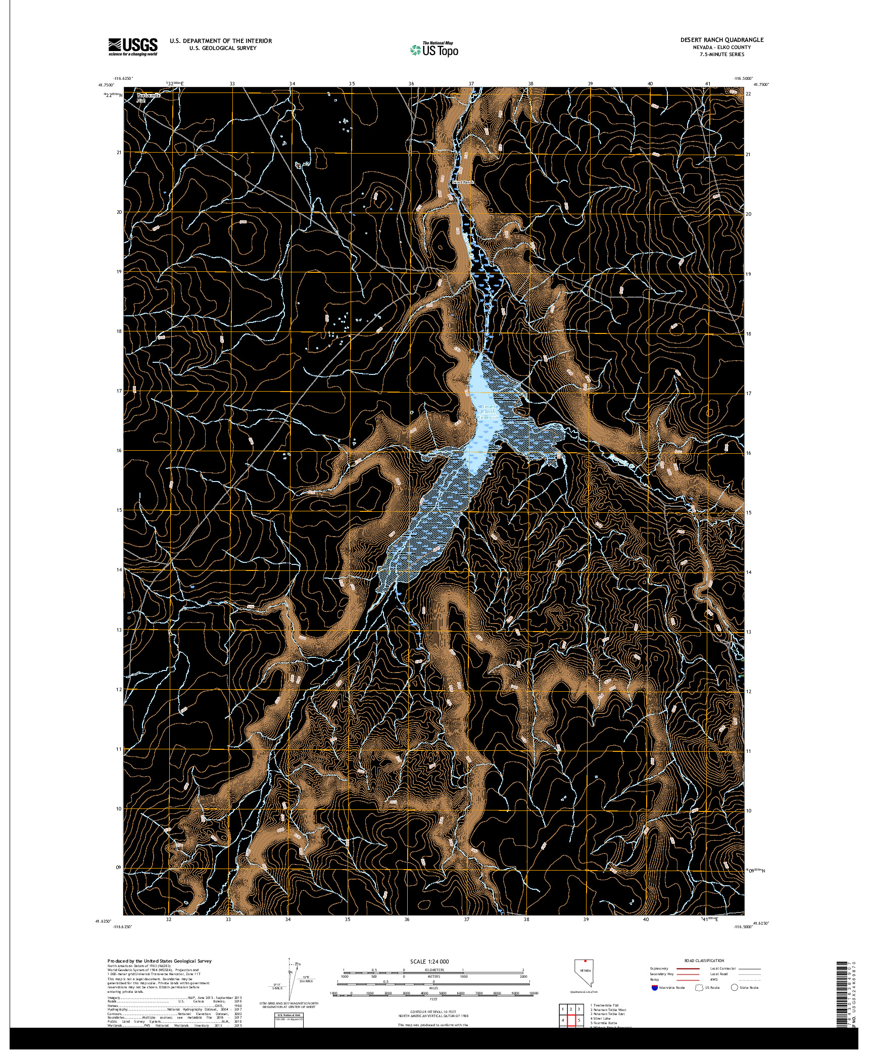 USGS US TOPO 7.5-MINUTE MAP FOR DESERT RANCH, NV 2018