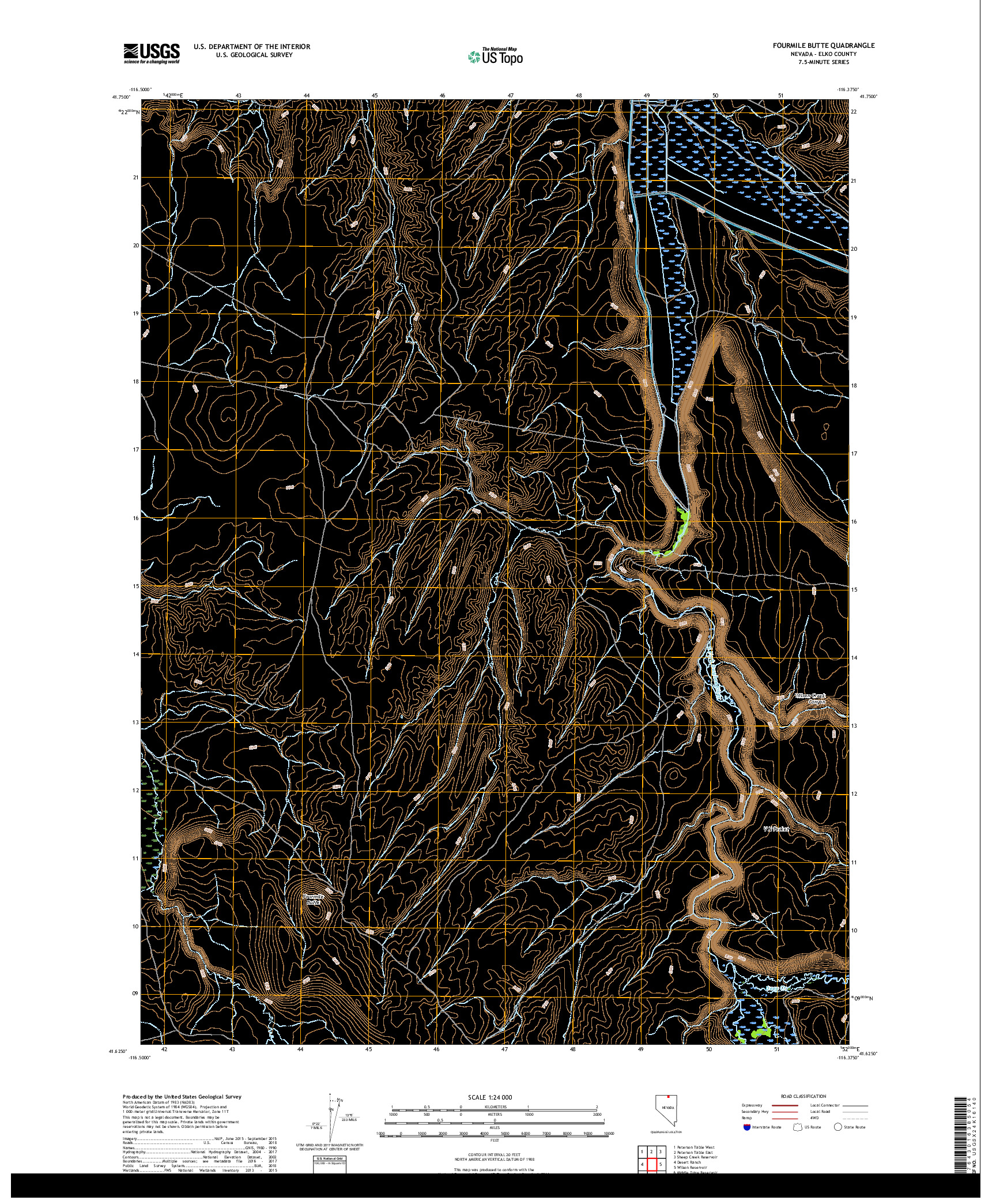 USGS US TOPO 7.5-MINUTE MAP FOR FOURMILE BUTTE, NV 2018