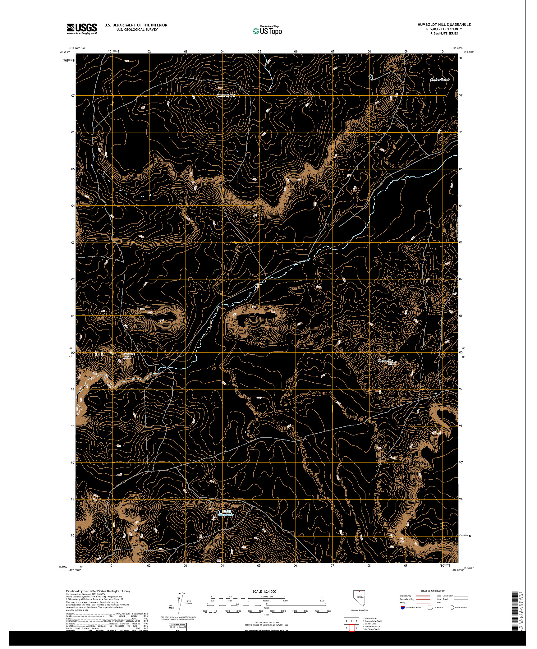 USGS US TOPO 7.5-MINUTE MAP FOR HUMBOLDT HILL, NV 2018