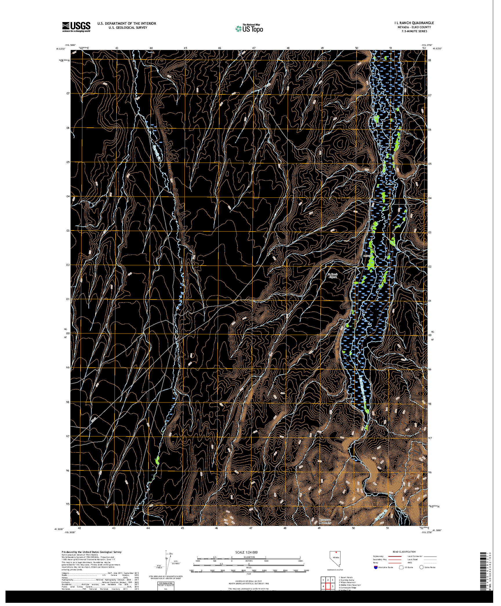 USGS US TOPO 7.5-MINUTE MAP FOR I L RANCH, NV 2018