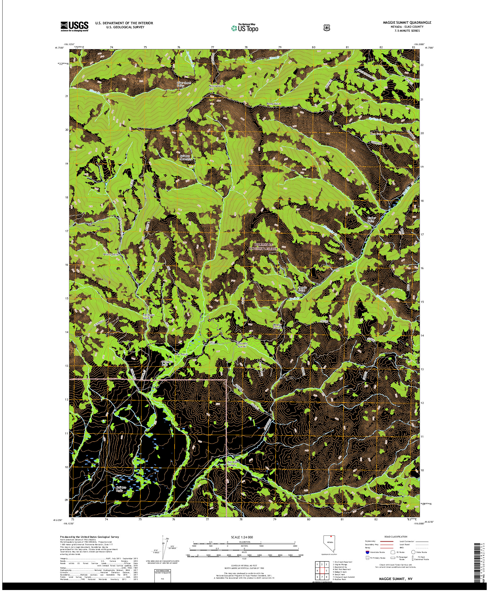 USGS US TOPO 7.5-MINUTE MAP FOR MAGGIE SUMMIT, NV 2018