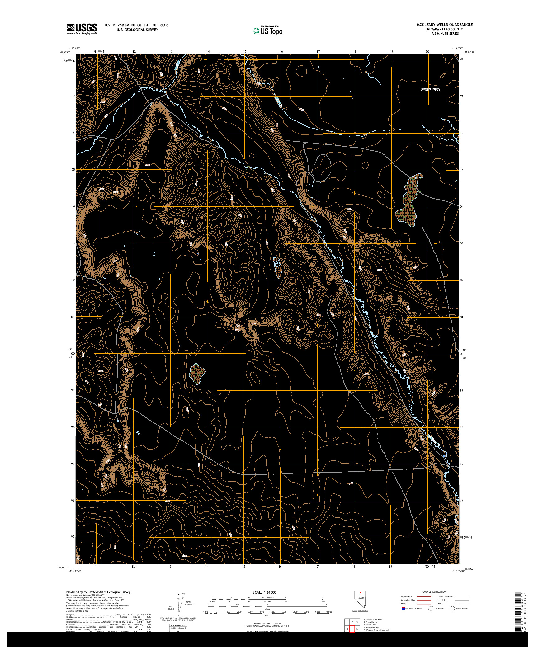 USGS US TOPO 7.5-MINUTE MAP FOR MCCLEARY WELLS, NV 2018