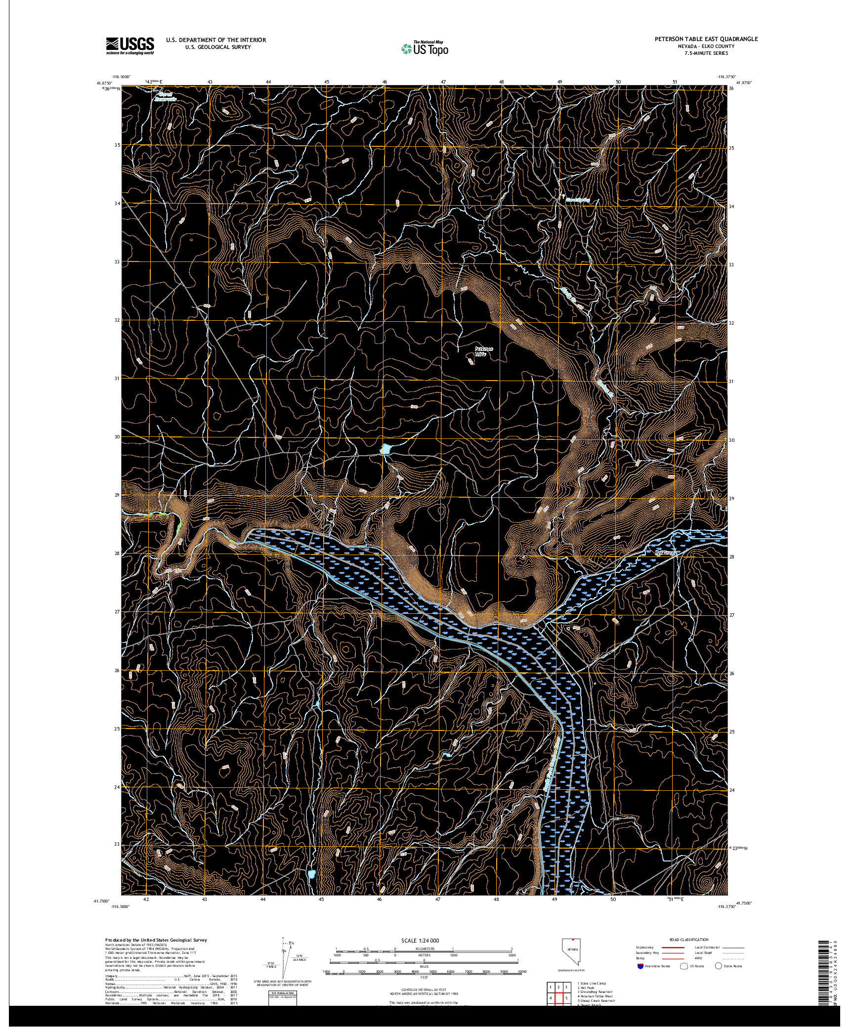 USGS US TOPO 7.5-MINUTE MAP FOR PETERSON TABLE EAST, NV 2018