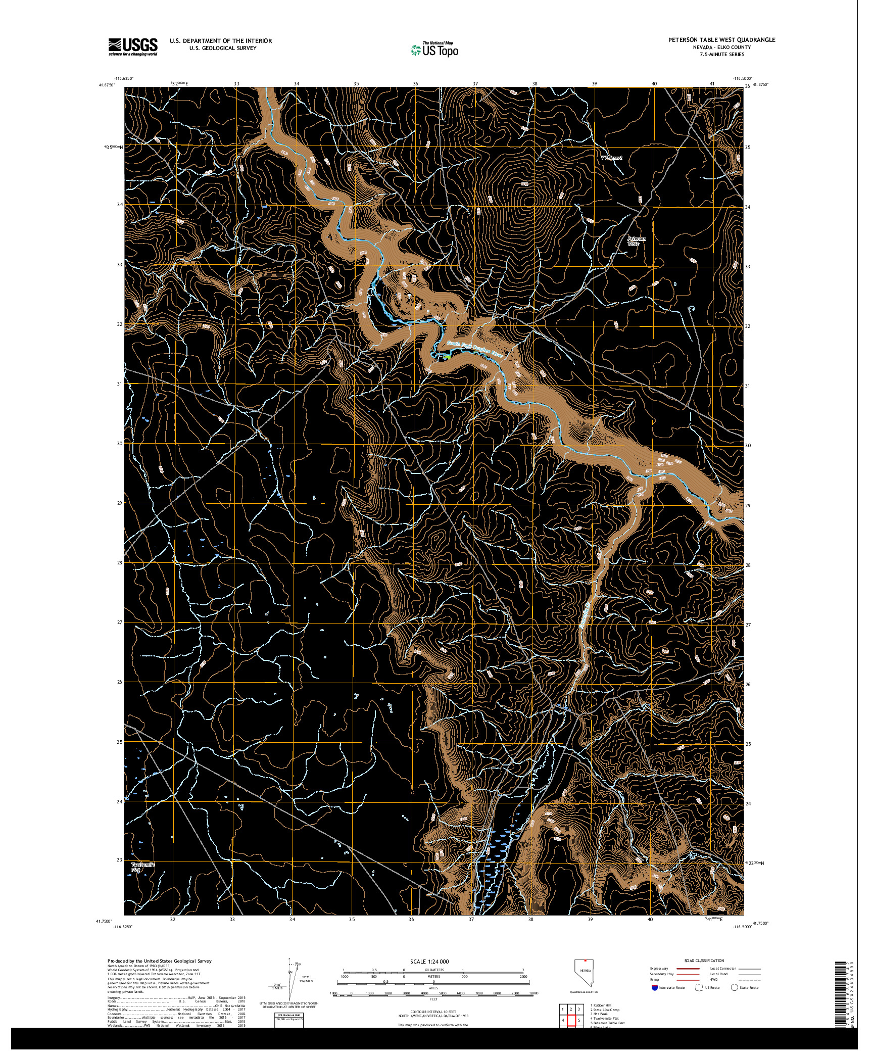 USGS US TOPO 7.5-MINUTE MAP FOR PETERSON TABLE WEST, NV 2018