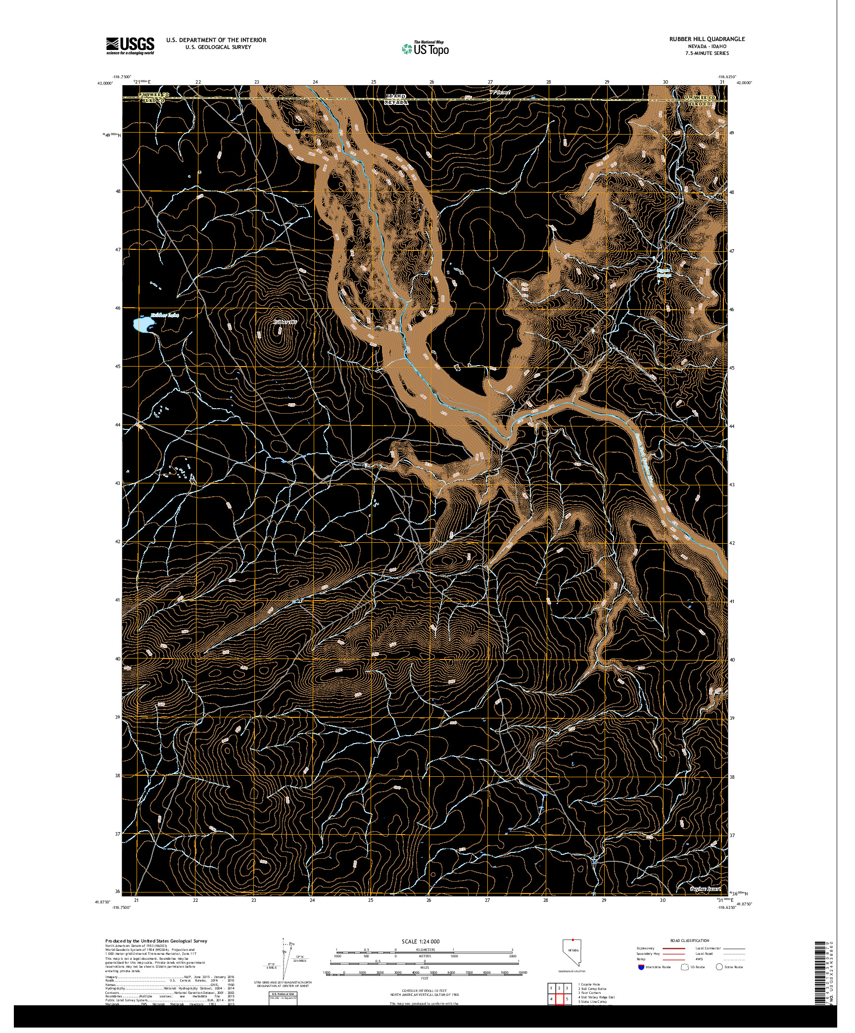 USGS US TOPO 7.5-MINUTE MAP FOR RUBBER HILL, NV,ID 2018