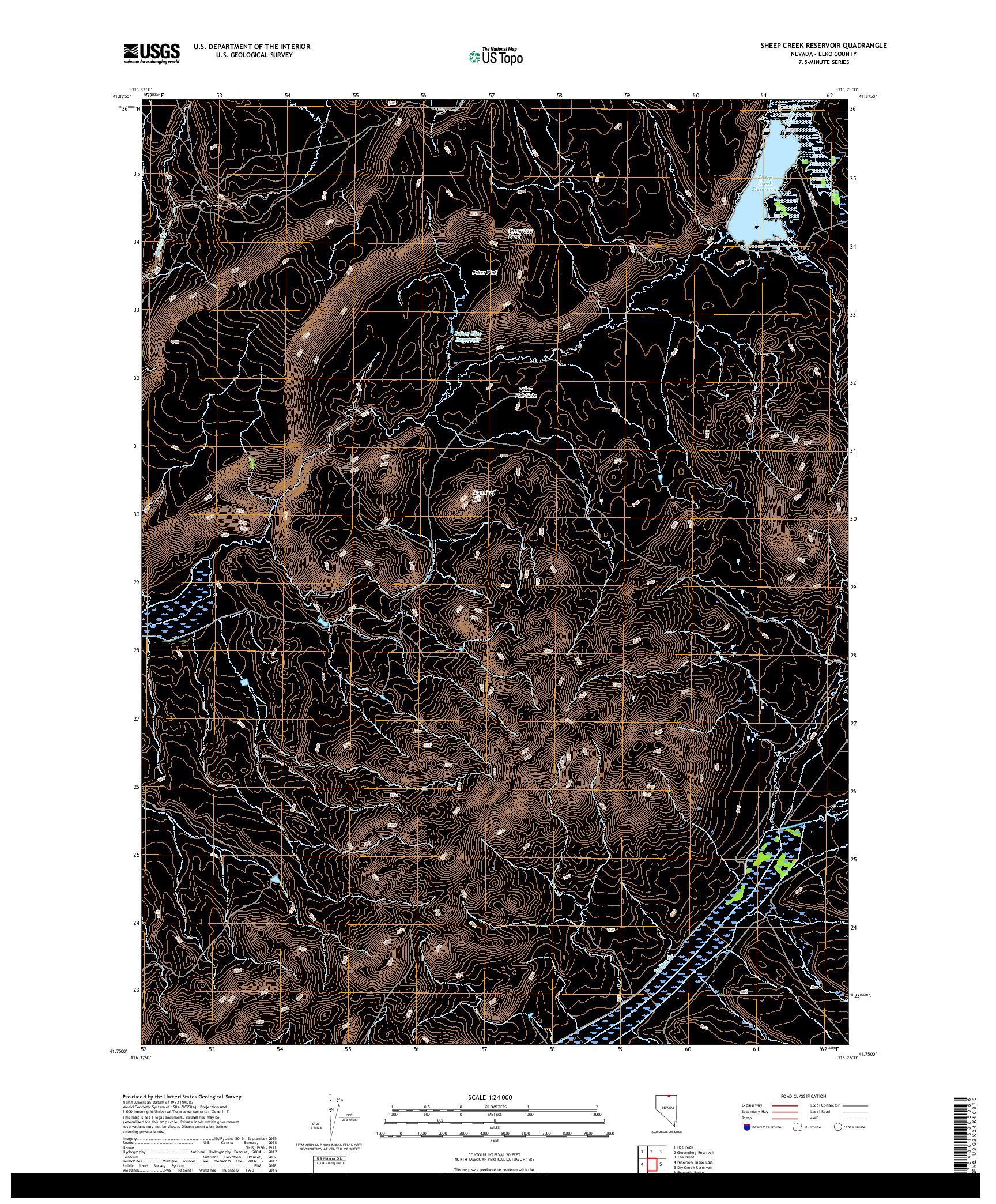 USGS US TOPO 7.5-MINUTE MAP FOR SHEEP CREEK RESERVOIR, NV 2018