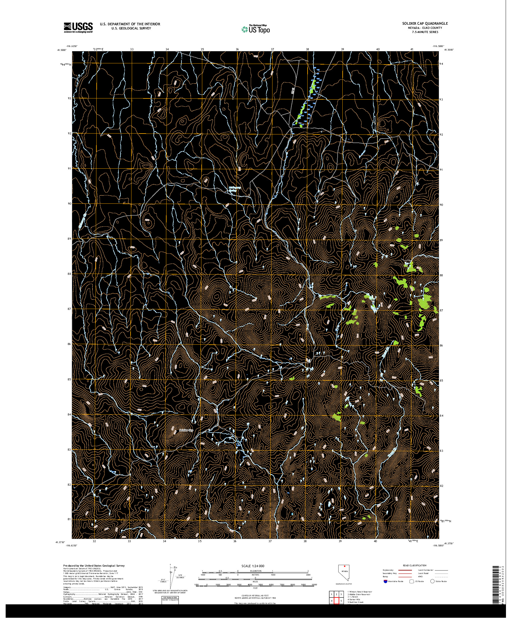 USGS US TOPO 7.5-MINUTE MAP FOR SOLDIER CAP, NV 2018