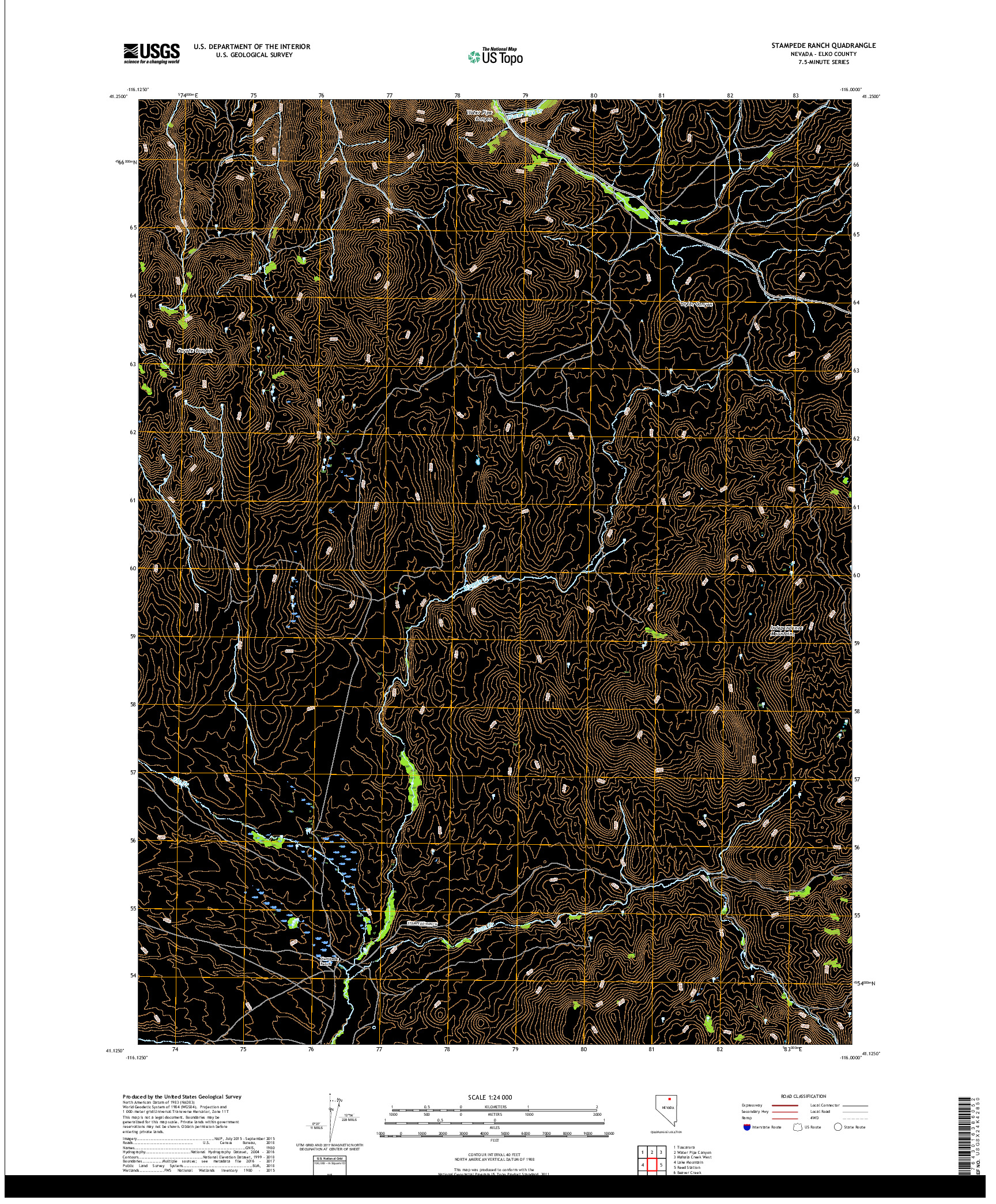 USGS US TOPO 7.5-MINUTE MAP FOR STAMPEDE RANCH, NV 2018