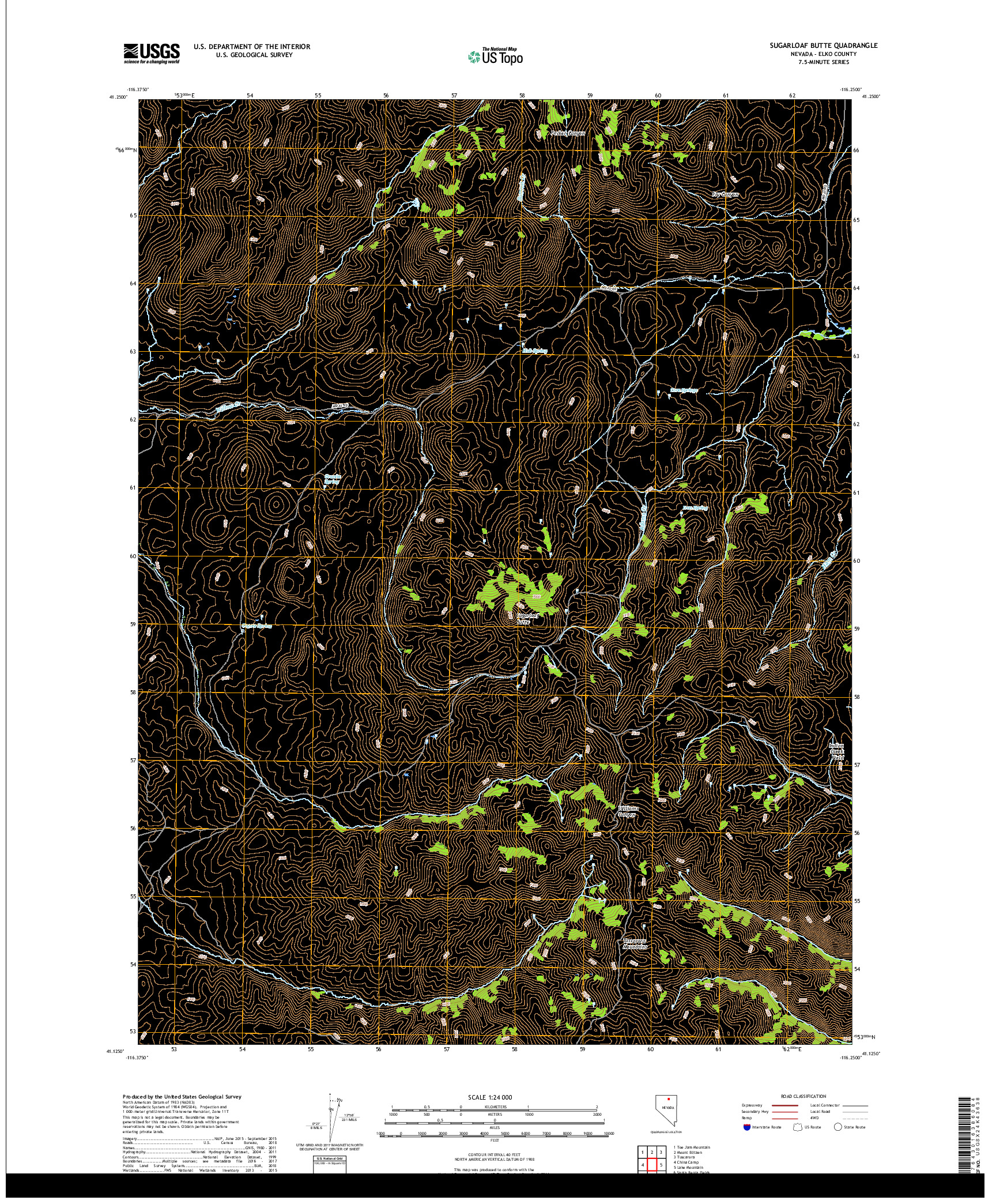 USGS US TOPO 7.5-MINUTE MAP FOR SUGARLOAF BUTTE, NV 2018