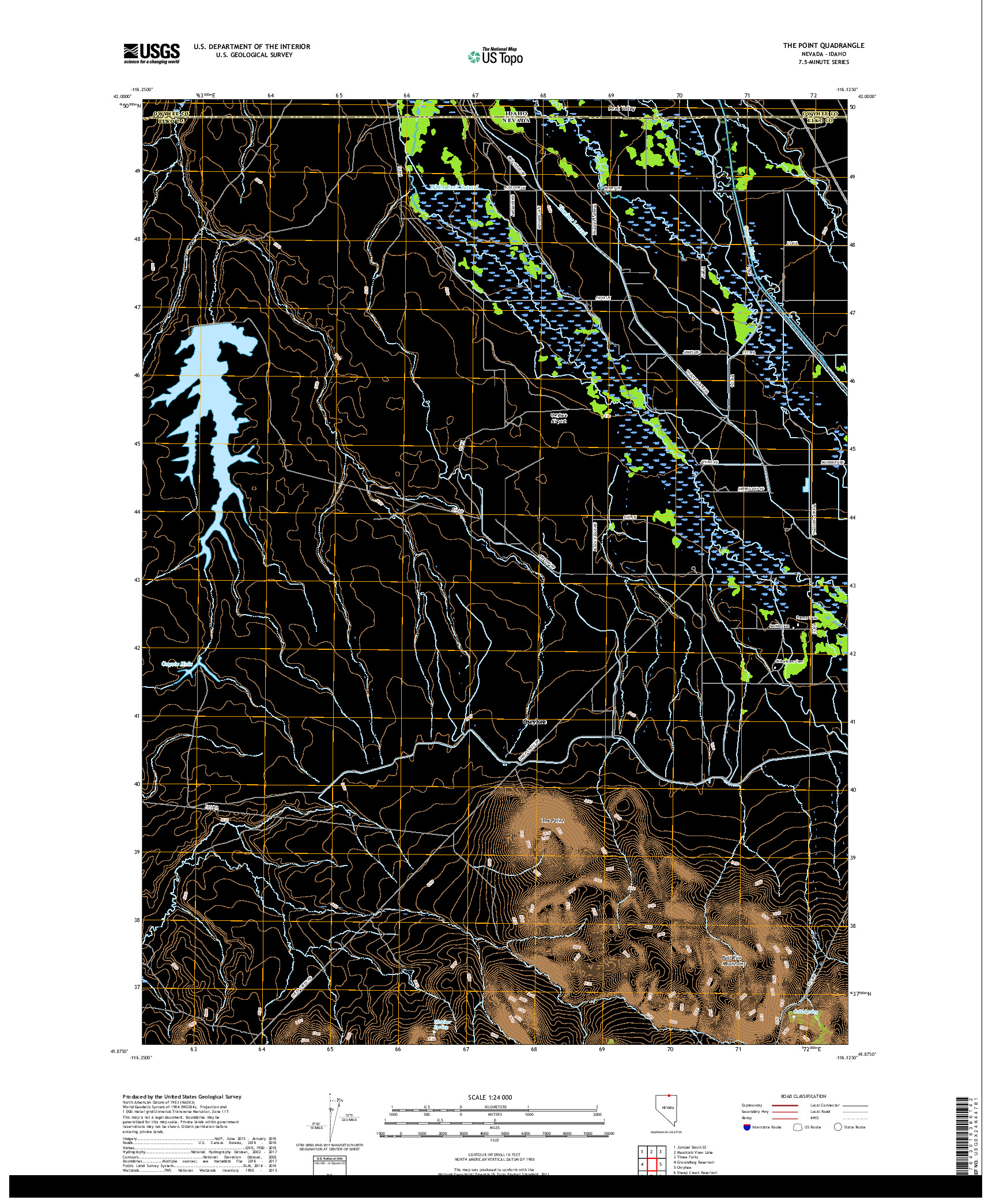 USGS US TOPO 7.5-MINUTE MAP FOR THE POINT, NV,ID 2018